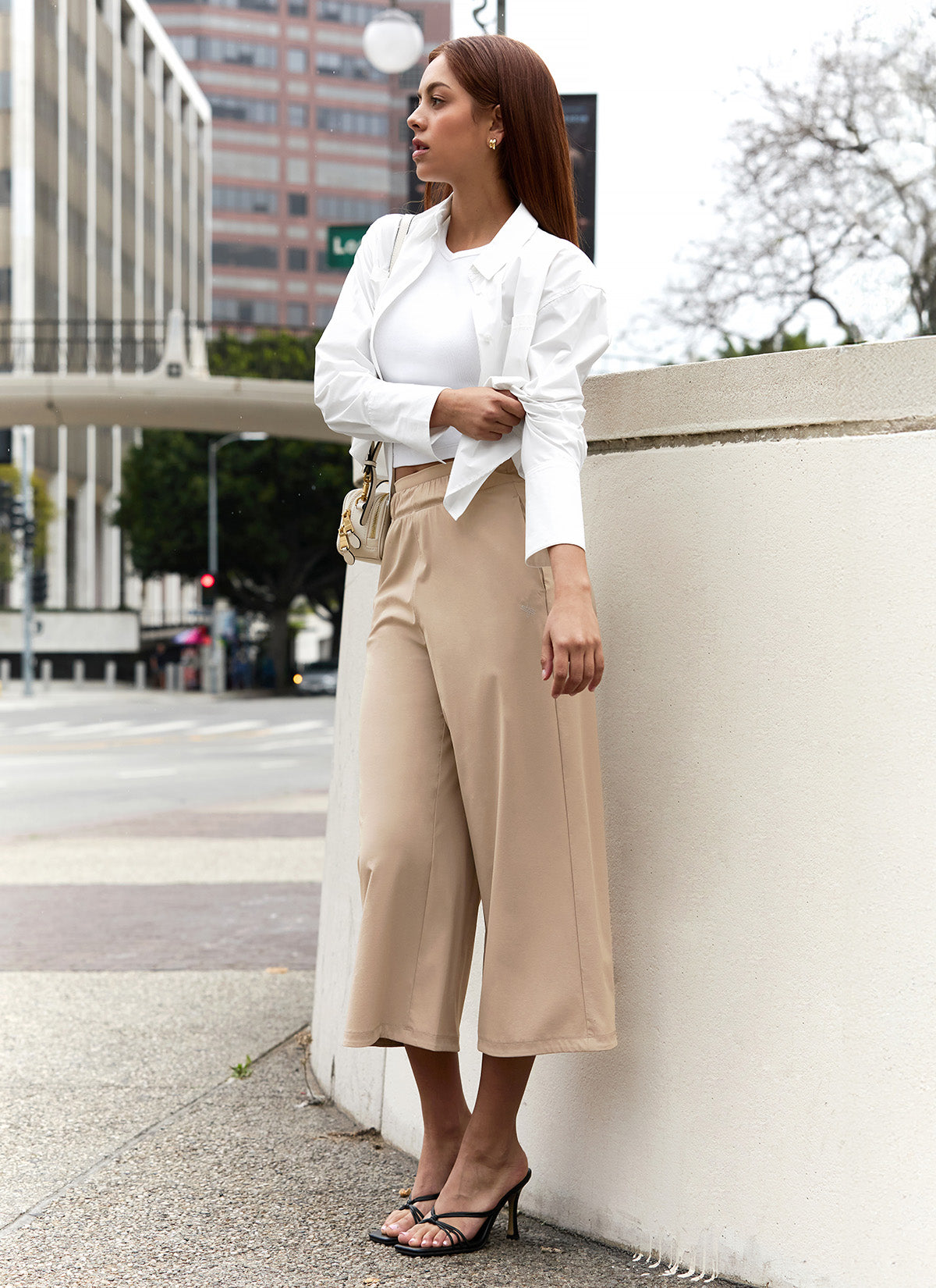 8.5 Inch Wide Slick Light Double Banding Pants for Women - Comfortable Work Pants & Casual Office Wear
