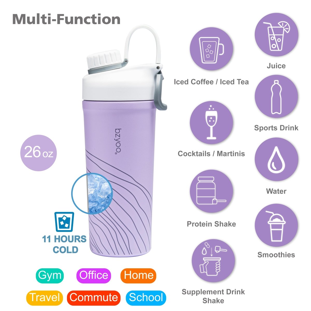 26oz Stainless Steel Double Wall Insulated Tumbler Cup - Organica Purple | Leakproof & Sweatproof | Keeps Drinks Hot/Cold for Hours | Perfect for Coffee, Tea, Water & Outdoor Activities