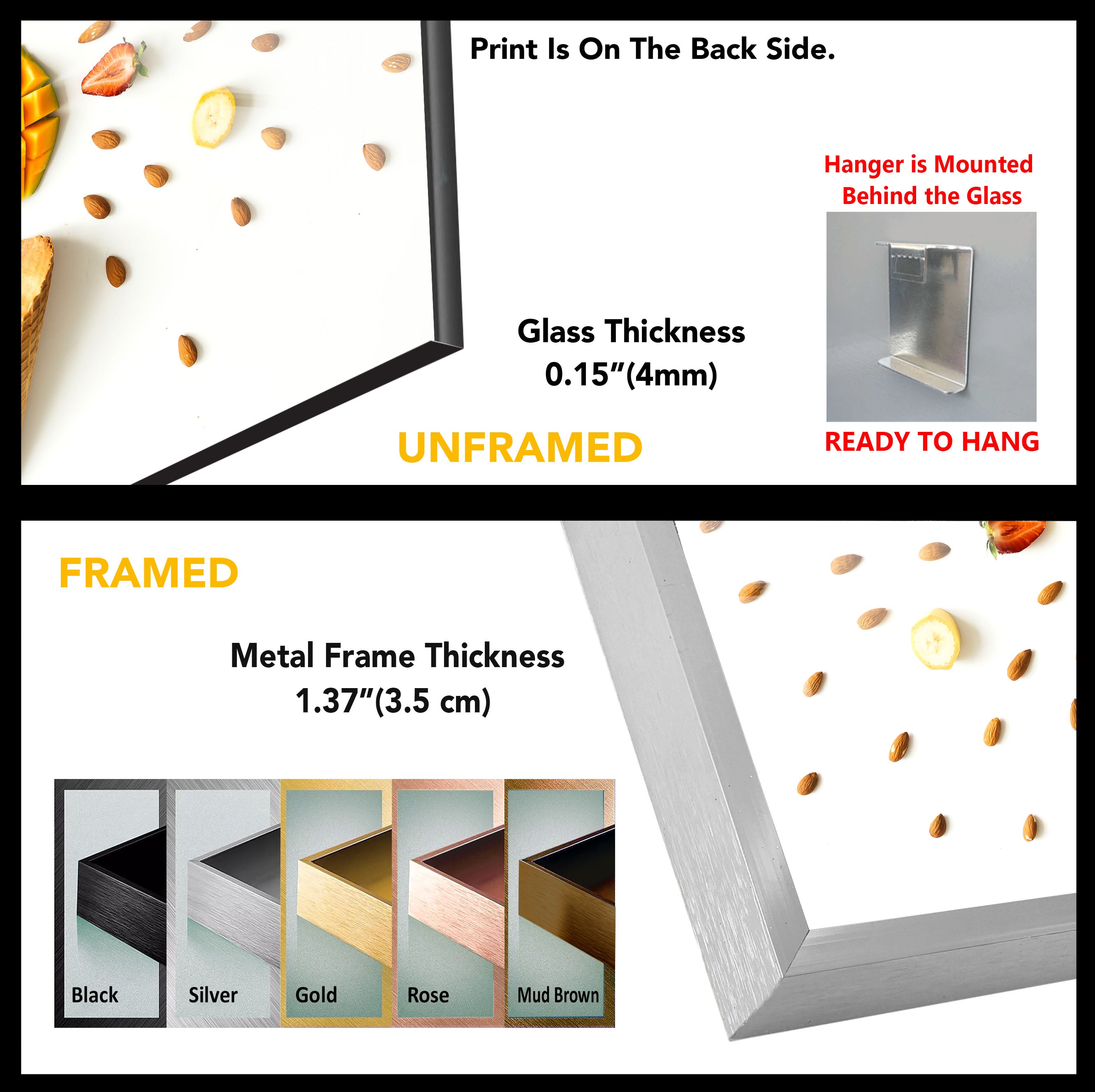 Vibrant Fruit-Themed Glass Wall Art Decor - Modern Kitchen & Dining Room Decoration for Home & Office