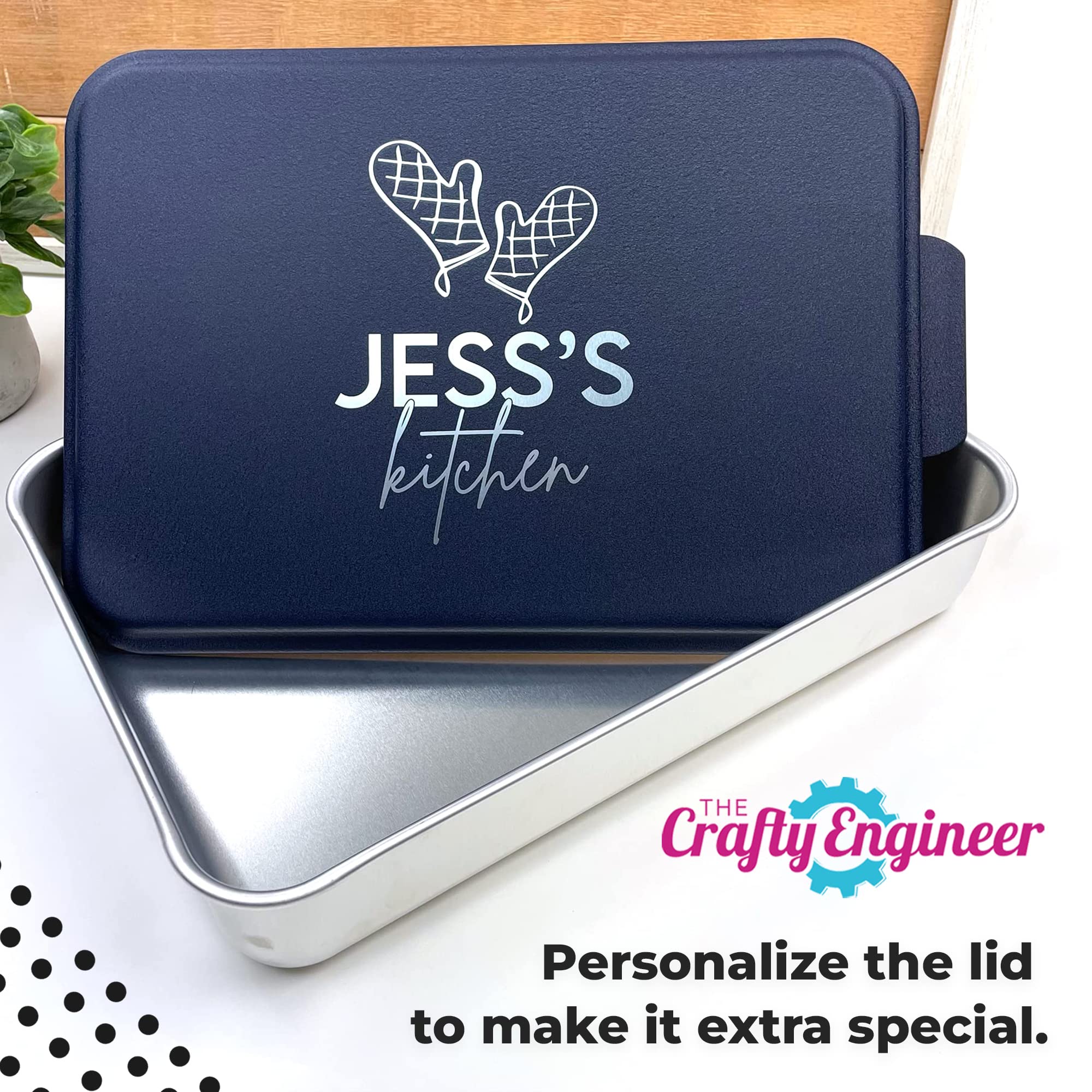 Personalized Baking Dish - Laser Engraved 9x13 Durable Bakeware with Unique Oven Mitts Design - Perfect Gift for Cooking Enthusiasts (Black) - Great for Home Baking, Holiday Cooking & Gift Giving