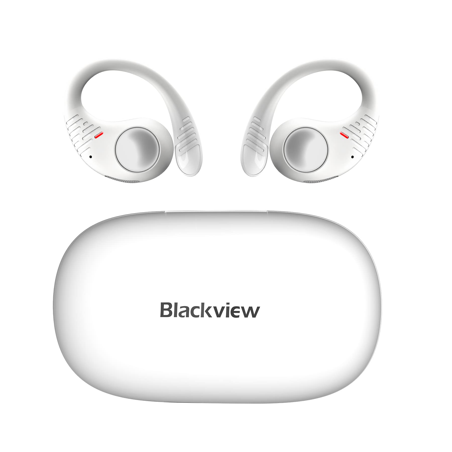 Blackview AirBuds 10 Open Ear Wireless Bluetooth 5.3 Headphones - IPX7 Waterproof Sport Earbuds with Earhooks & Dual Mic for Running, Workout, Cycling, Gym (White) | Perfect for Outdoor Activities & Fitness Enthusiasts