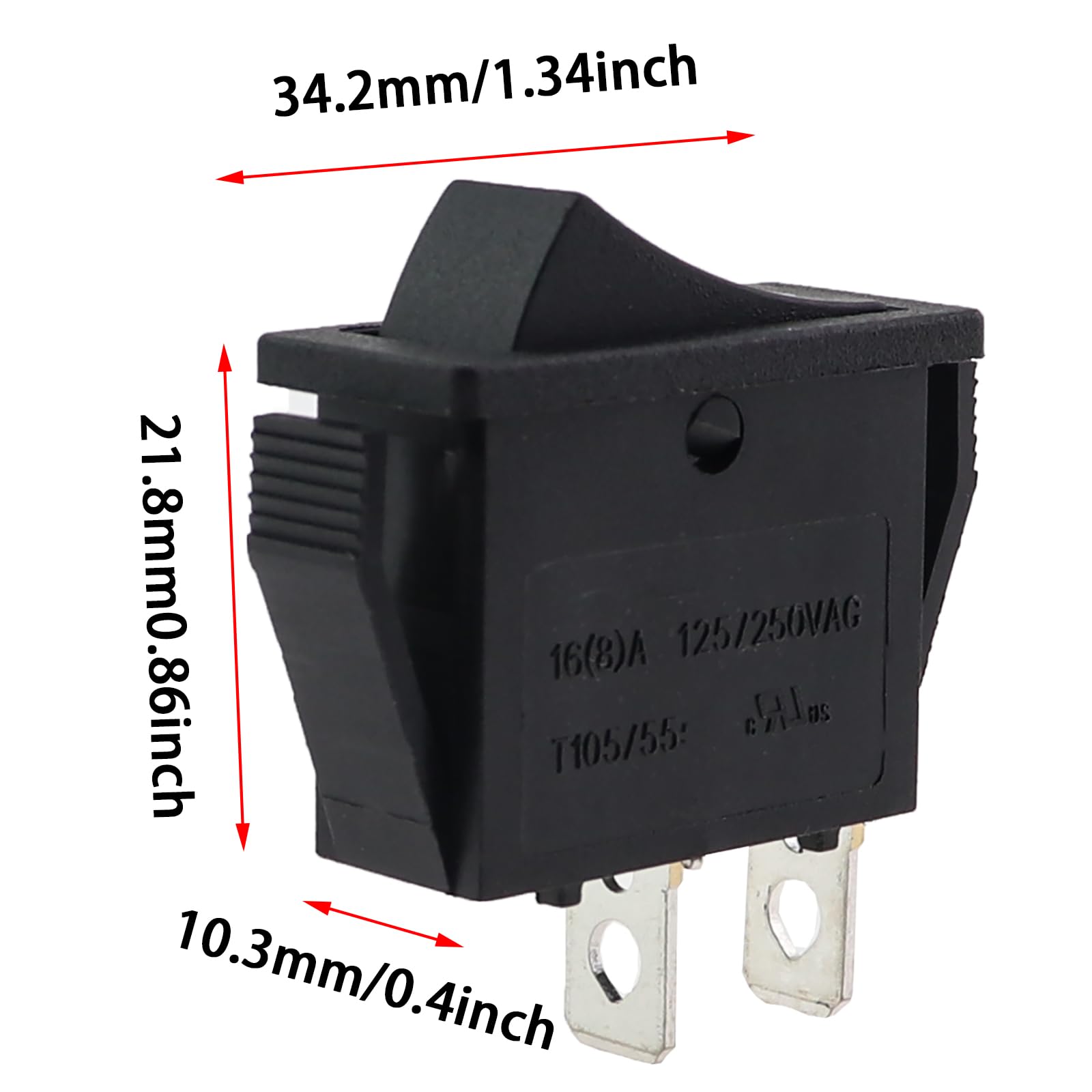 6PCS KCD3 2 Prong Toggle Switch - Waterproof Boat Rocker Power Switch for Cars, Electrical Appliances, Instruments, Boats & Marine Use - Black (On/Off Control for Automotive, Marine & Industrial Equipment)