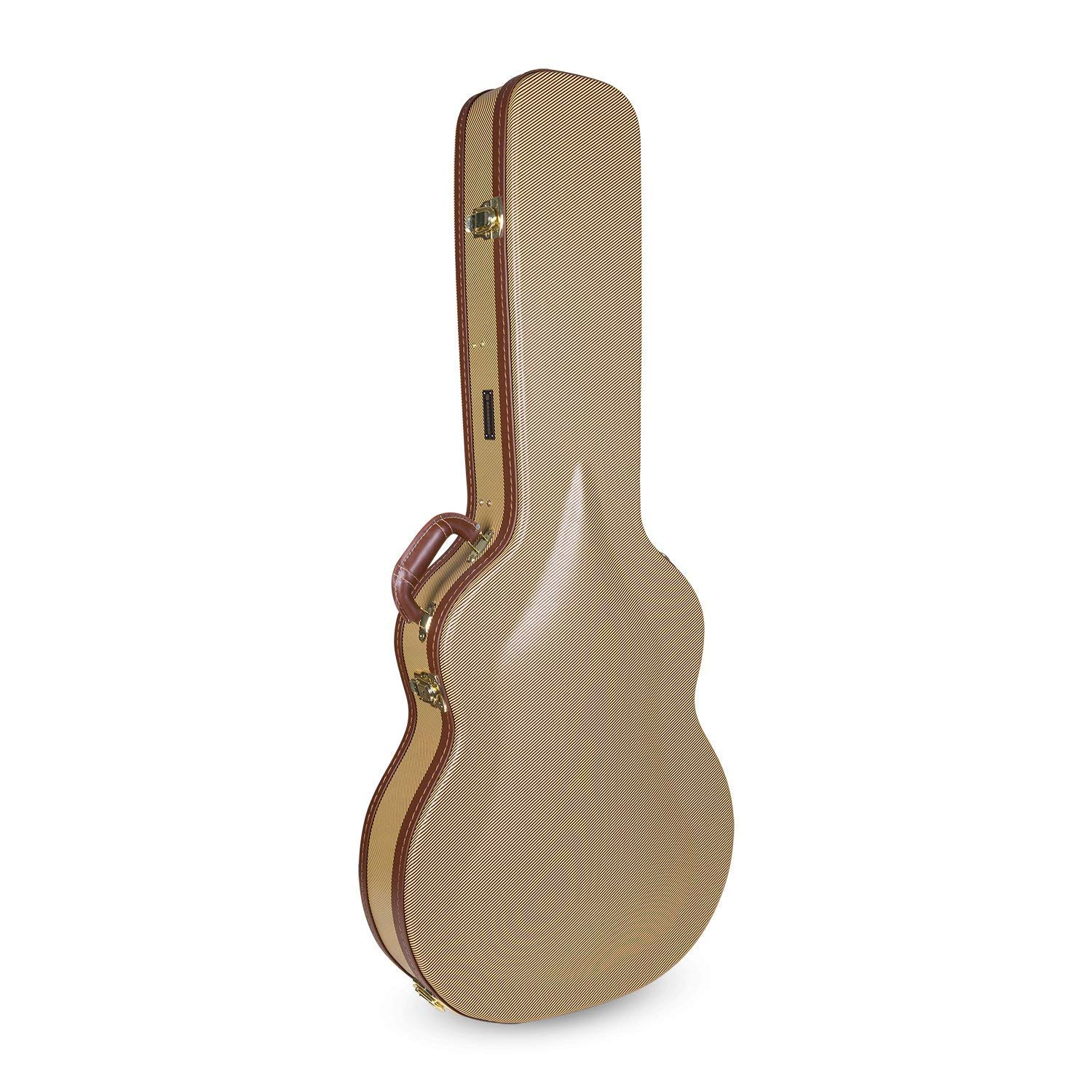 Premium Crossrock Wooden Guitar Case for 335 Style 6-String Semi-Hollow Electric Guitars - Vintage Hardware, Sponge Lining, Metal Feet & Storage - Black (CRW600SATW-2) - Perfect for Gigging Musicians & Home Storage
