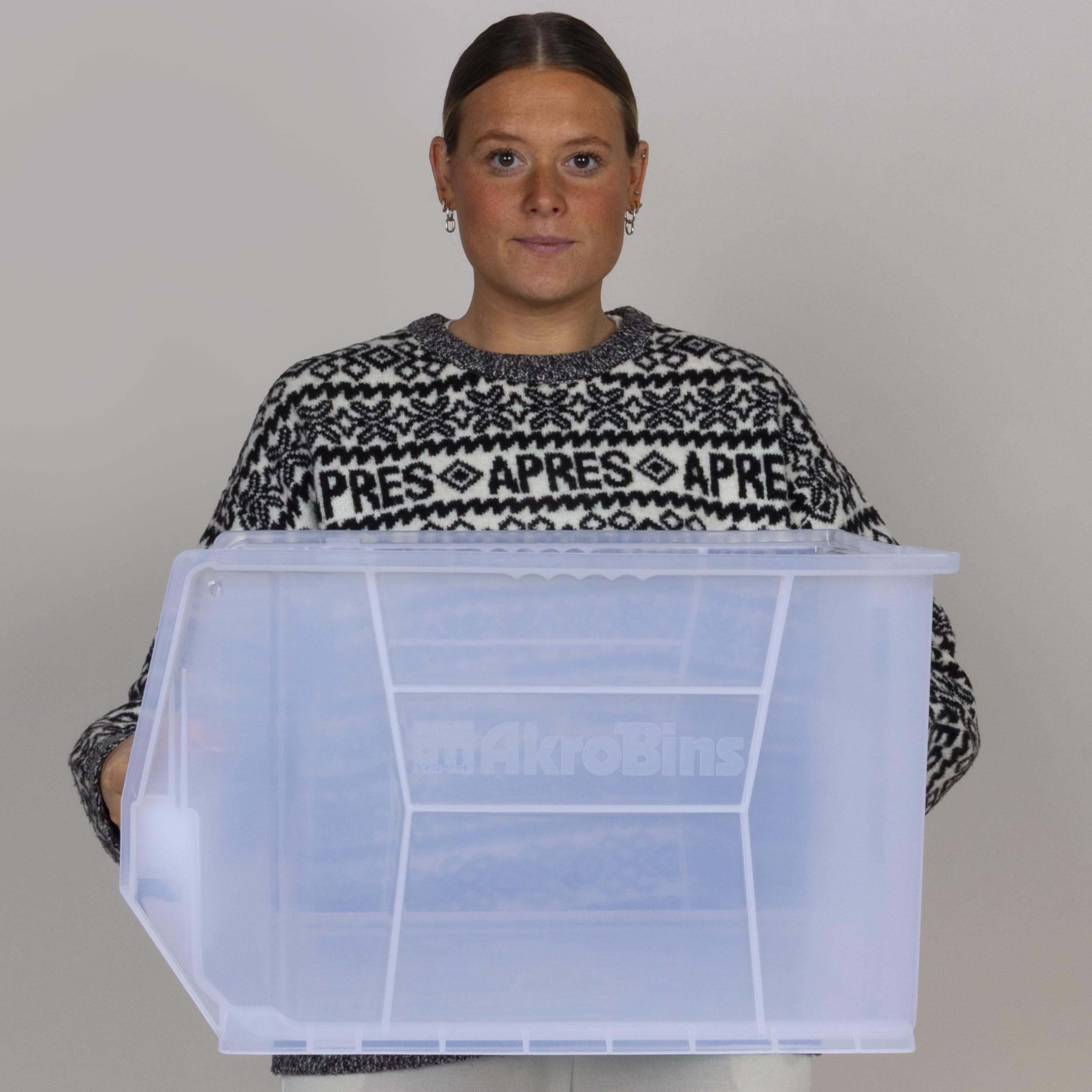 Super-Size AkroBins 30283 Plastic Storage Bins - 20x18x12 Inch Clear Stackable Organizer for Garage, Classroom & Warehouse | Space-Saving Storage Solution for Tools, Toys & Office Supplies (1-Pack)