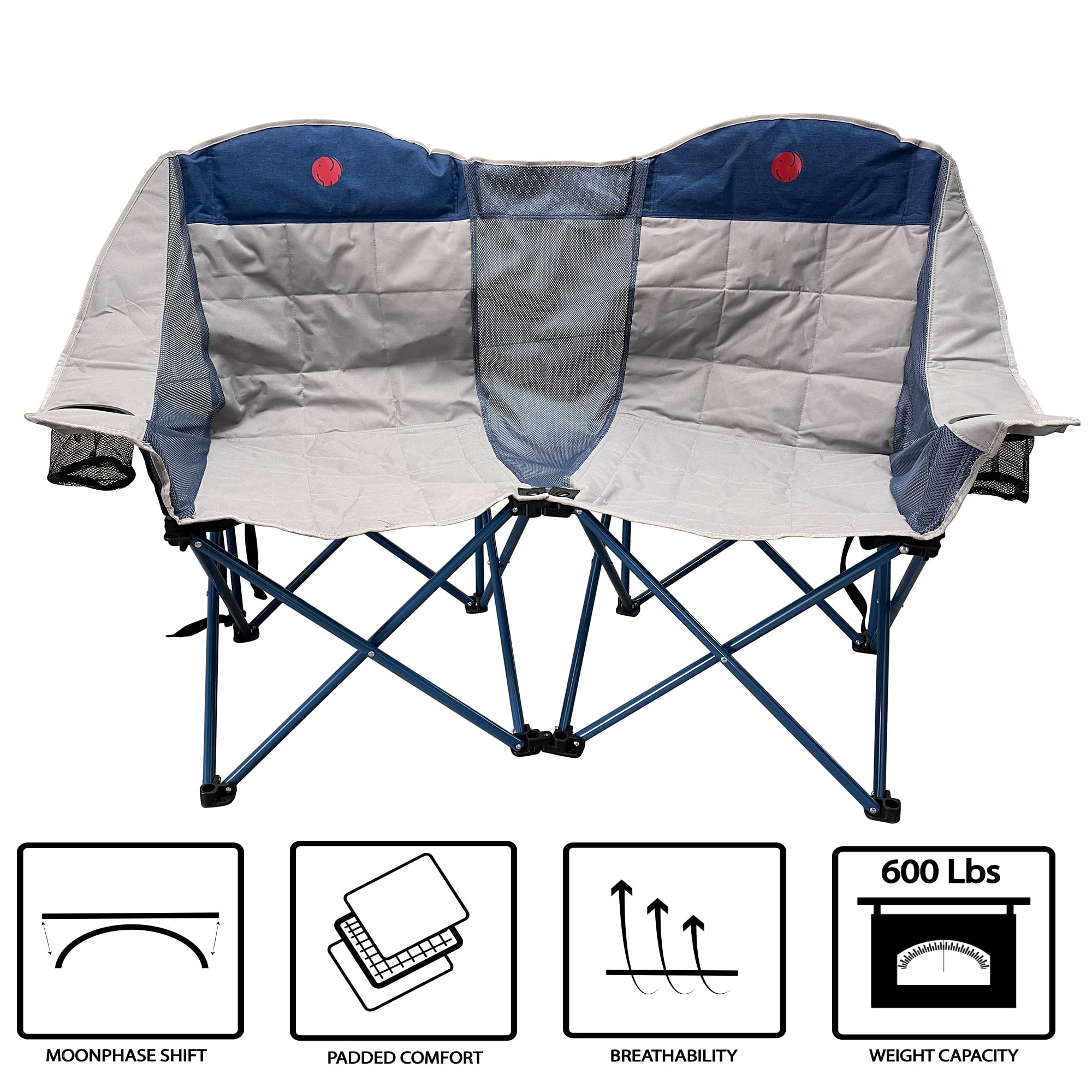 OmniCore Heavy Duty Oversized Outdoor Folding Loveseat Camping Chair - Portable Patio Furniture for Backyard, Beach, Picnic & Tailgating (Single/Double/Triple Seating Options)