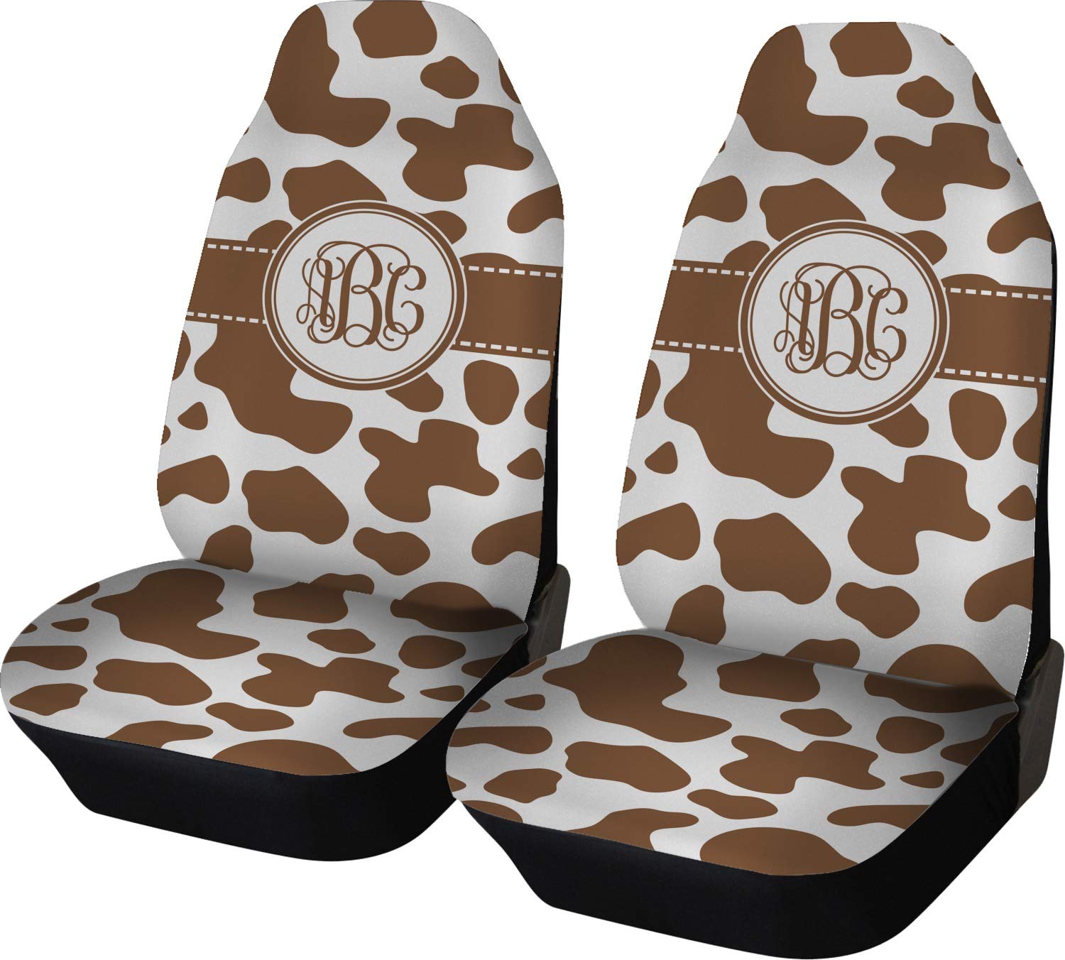 Personalized Cow Print Car Seat Covers (Set of 2) - Soft & Durable Universal Fit for Cars, Trucks & SUVs - Perfect for Pet Lovers & Western Style Decor