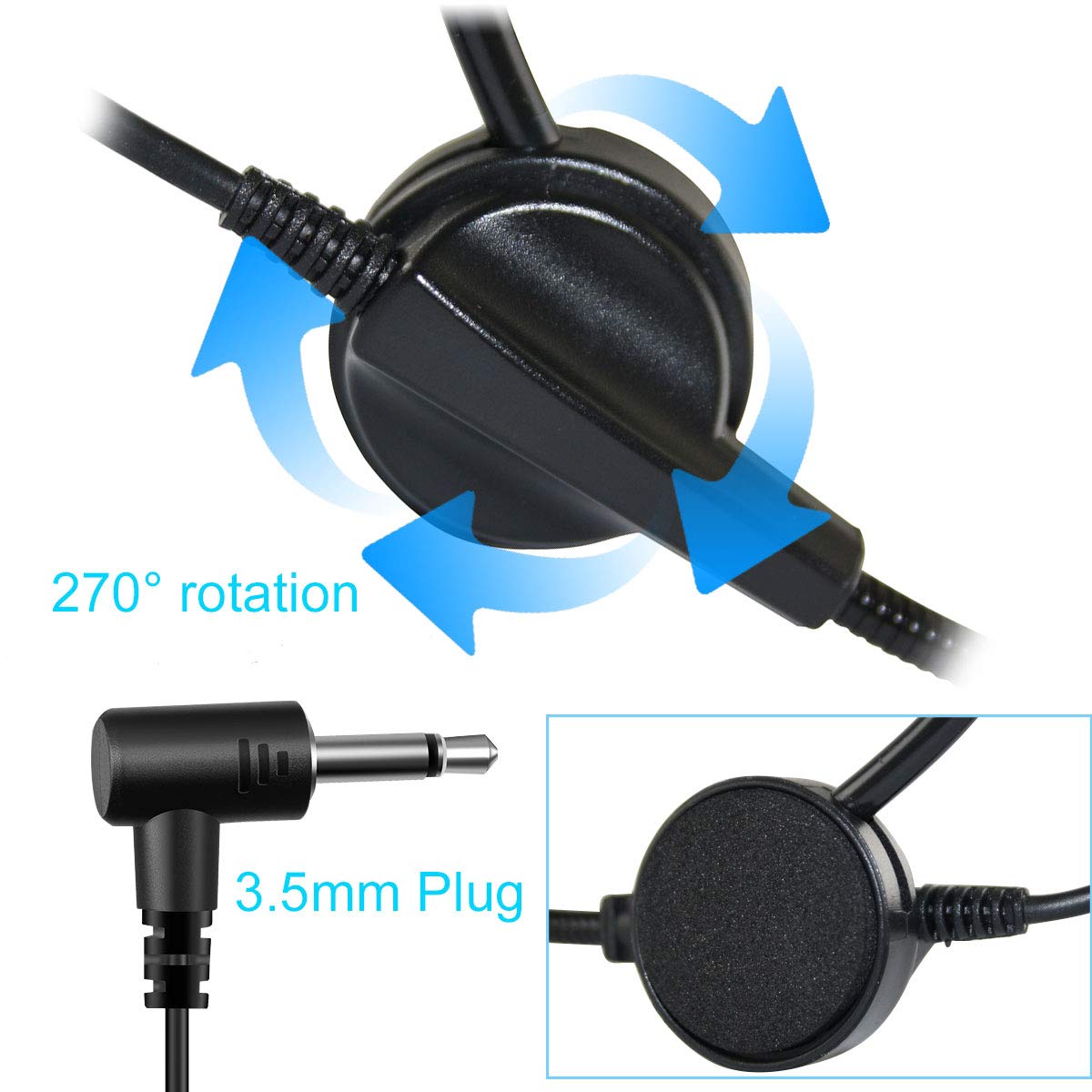 EXMAX Headworn Microphone for ATG-100T EX-100 EXD-101 Wireless Tour Guide System - 3.5mm Headset Mic for Teaching, Conference, Public Speaking & Tour Guides - Perfect for Outdoor Events, Classrooms & Group Presentations