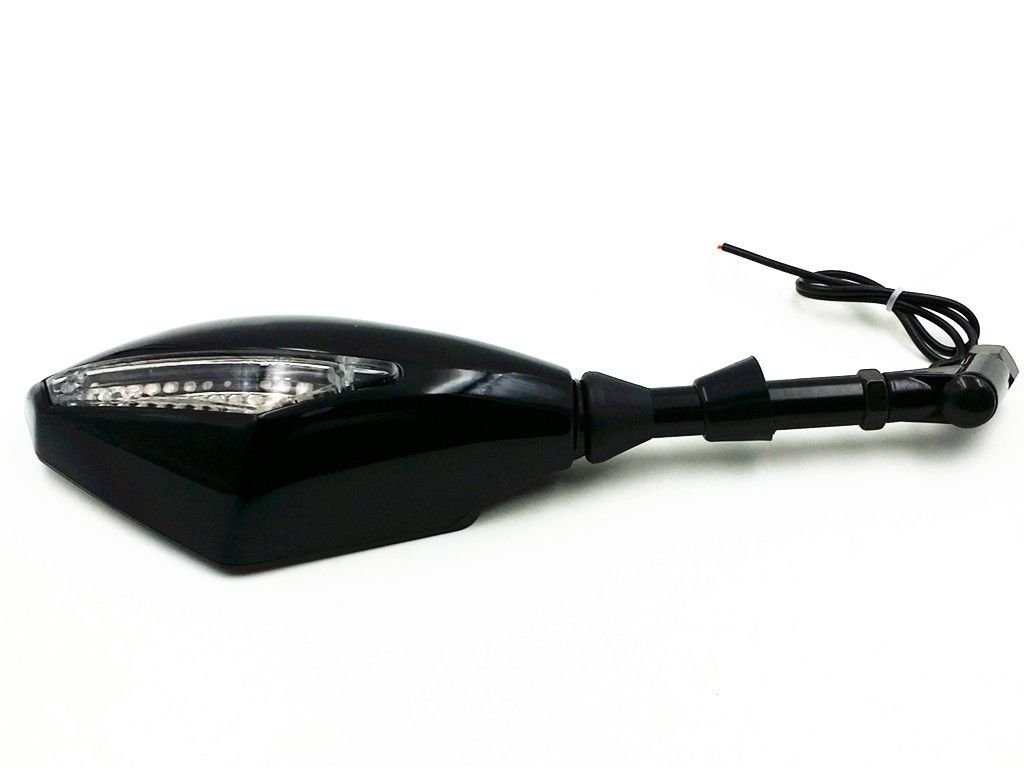 Integrated LED Turn Signal Rearview Side Mirror for Suzuki SV650/1000, GSF, Ducati, Kawasaki, Honda Shadow VT/VTX Cruiser, Triumph, BSA, Norton, BMW - Universal Fit for Standard & Naked Bikes - Enhances Safety & Style for Night Riding & Urban Commuting