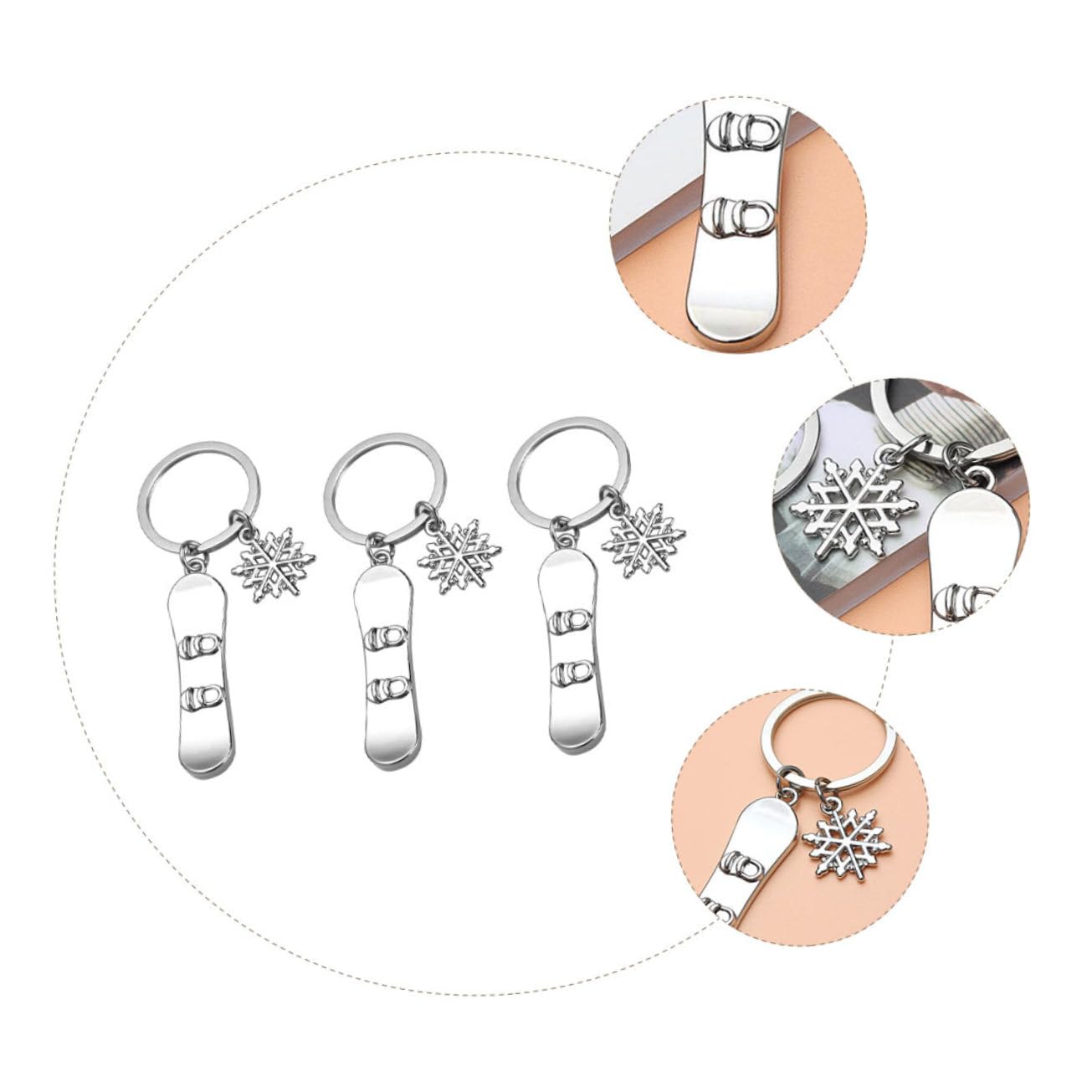 WRITWAA 3-Piece Snowboard Keychain Set - Cute Ski Keyring Pendant for Snowboarders - Perfect for Backpacks, Luggage & Snow Gear Accessories