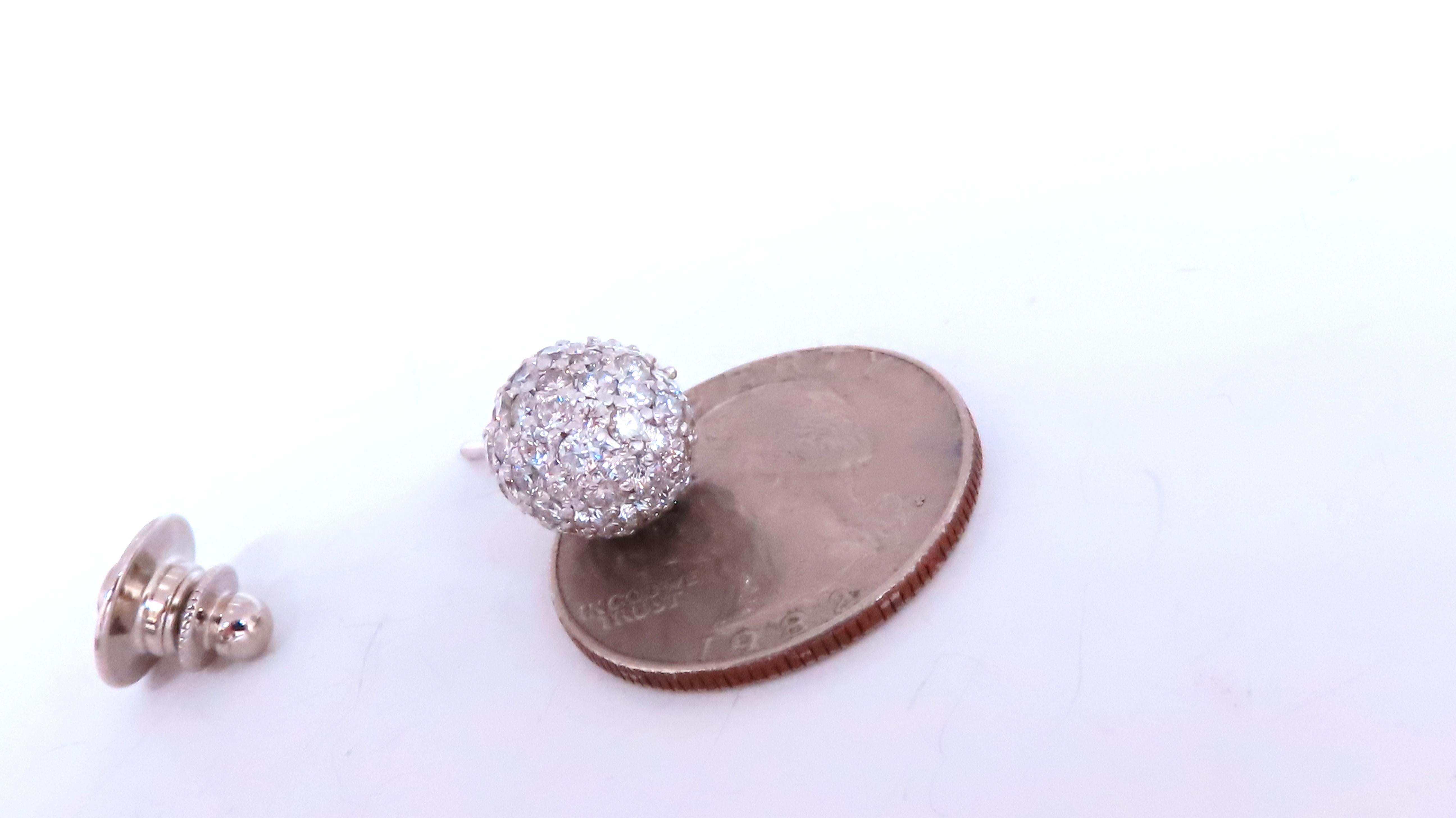 1.56ct Diamond Ball Tie Tack Pin for Men - 14kt Gold Executive Collar Accessory - Perfect for Weddings, Business Meetings & Formal Events