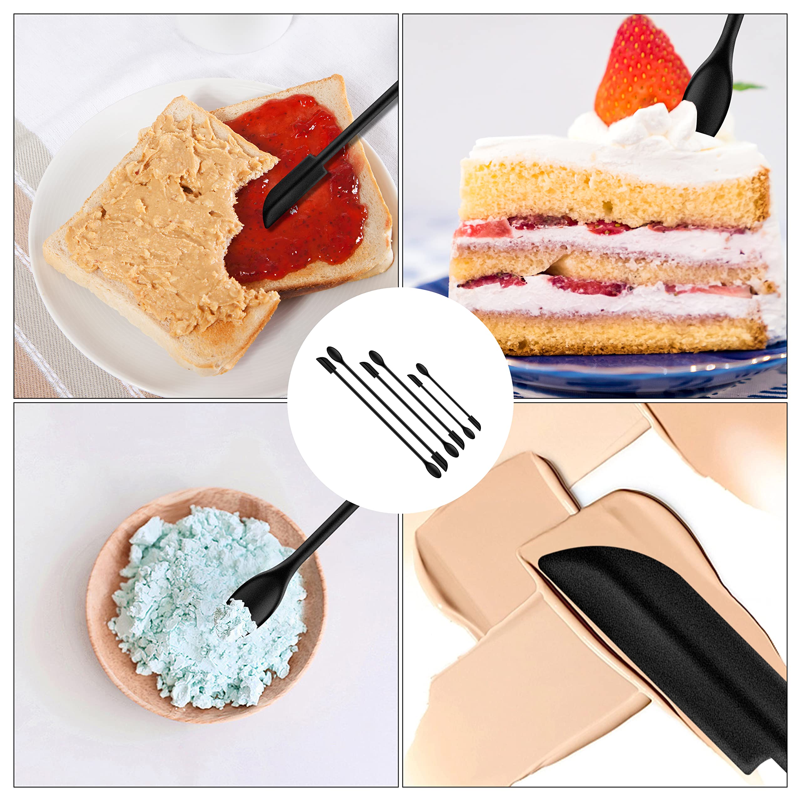 6-Piece Silicone Mini Spatula Set - Small Rubber Spatulas for Cooking, Baking, Makeup & Cosmetics | Reusable Kitchen & Beauty Tool for Jars, Creams & DIY Projects | Perfect for Home Chefs, Bakers & Makeup Artists