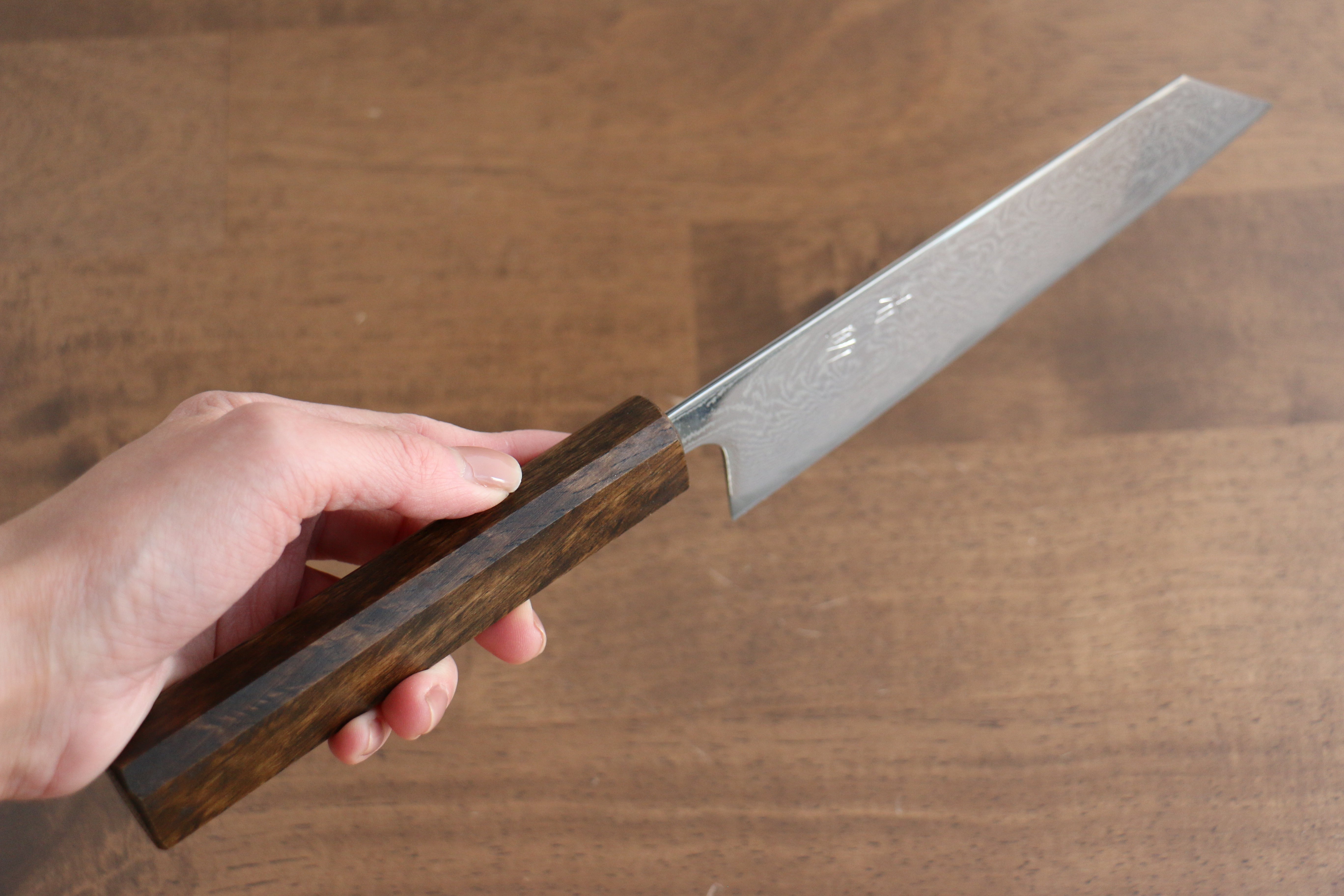 Premium Seisuke Nami AUS10 Damascus Steel Bunka Knife 180mm - Mirror Polished Blade with Oak Handle - Perfect for Sushi, Vegetables & Precision Kitchen Tasks