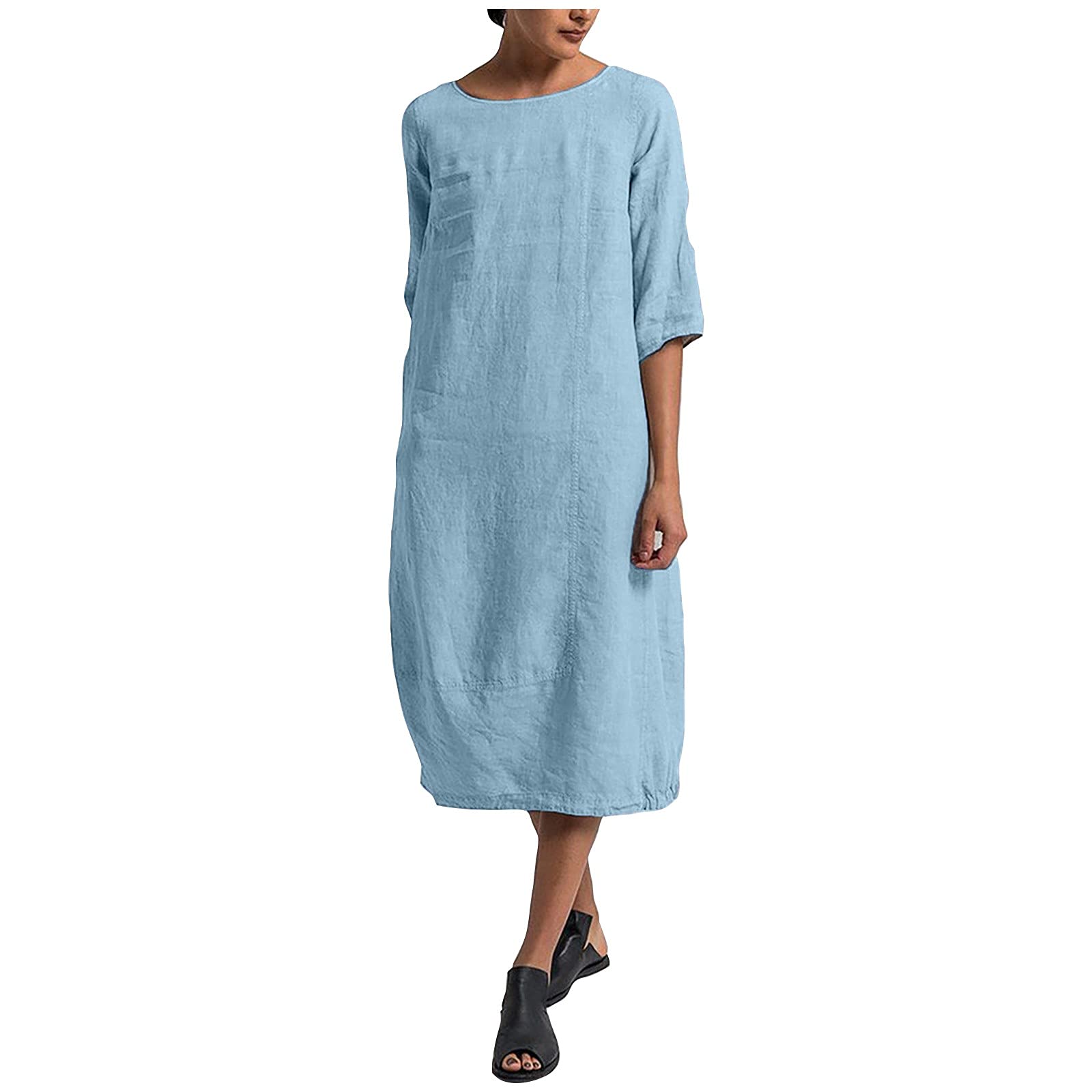 2022 Women's Summer Dresses - Cotton T-Shirt Casual Dress, Plus Size Linen Solid Color Y2K Fashion | Perfect for Beach, Vacation & Everyday Wear