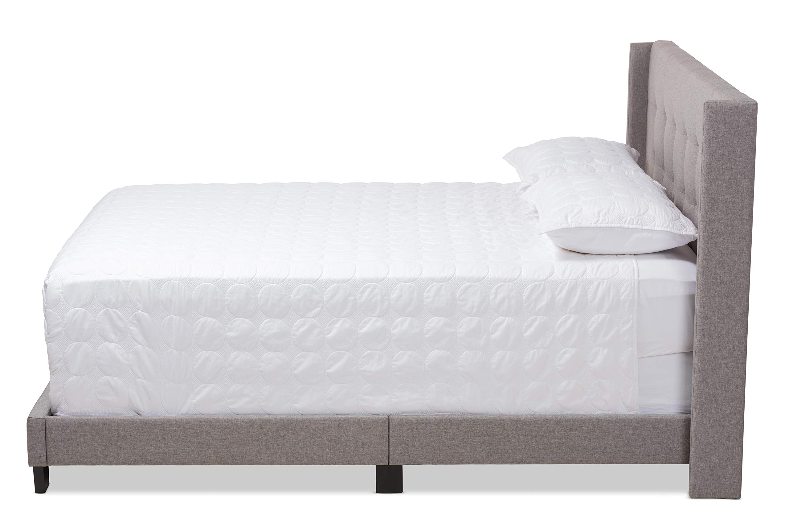 Baxton Studio Queen Size Bed Frame with Box Spring Required - Modern Grey Platform Bed for Bedroom, Guest Room, or Dorm