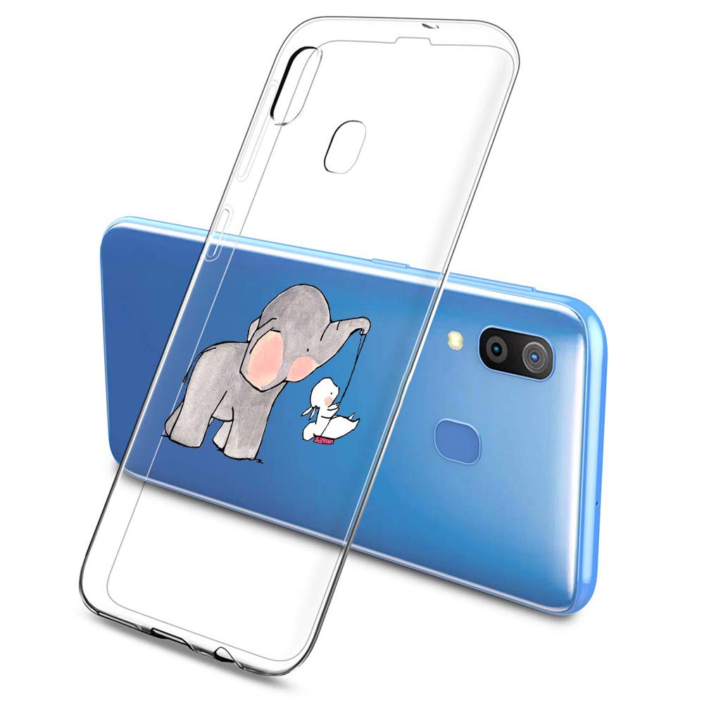 Samsung Galaxy A8 2018 Case, Clear Soft TPU Bumper Protective Phone Cover with Cute Cartoon Elephant & Rabbit Design - Slim Shockproof Shell for Samsung Galaxy A8 (2018 Model) - Perfect for Daily Use, Travel & Gift Giving