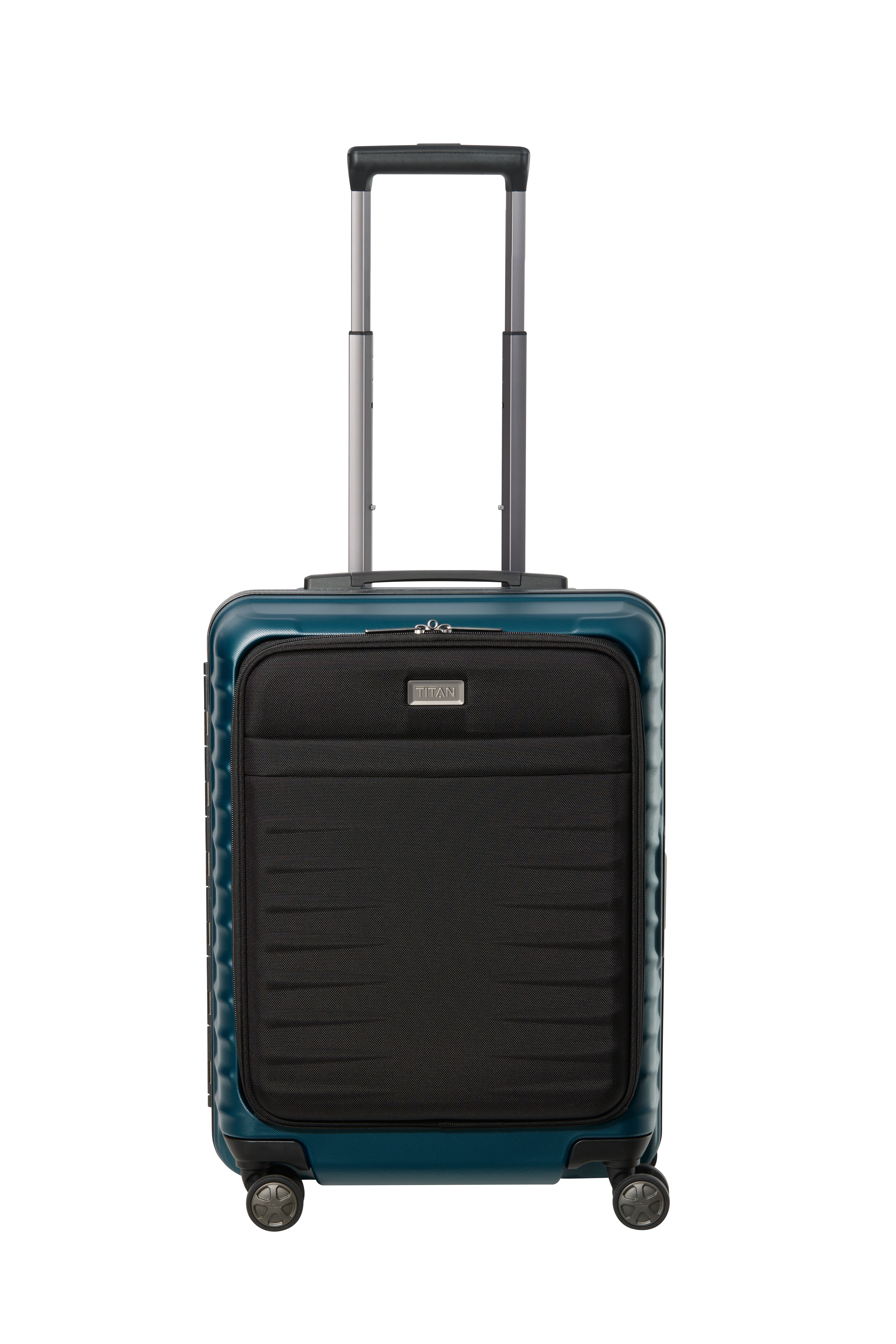 Titan LITRON Frame Trolley S Carry On Luggage with Front Pocket - Lightweight Spinner Suitcase for Business Travel & Weekend Getaways