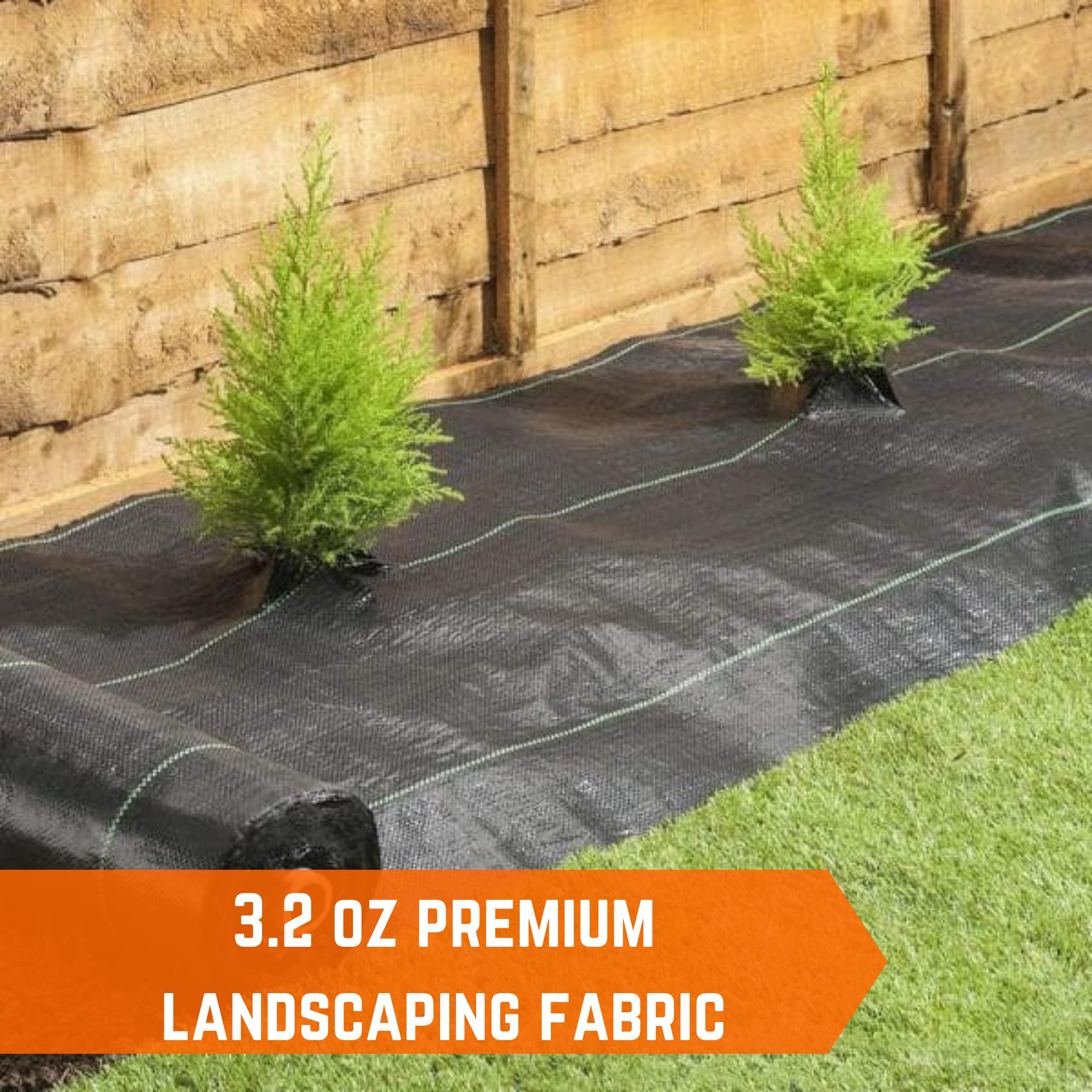 Premium 3.2oz Heavy Duty Commercial Grade Landscape Fabric - 12' x 300' Woven Weed Barrier for Gardening, Farming & Agriculture - Durable Ground Cover for Weed Control, Erosion Prevention & Moisture Retention