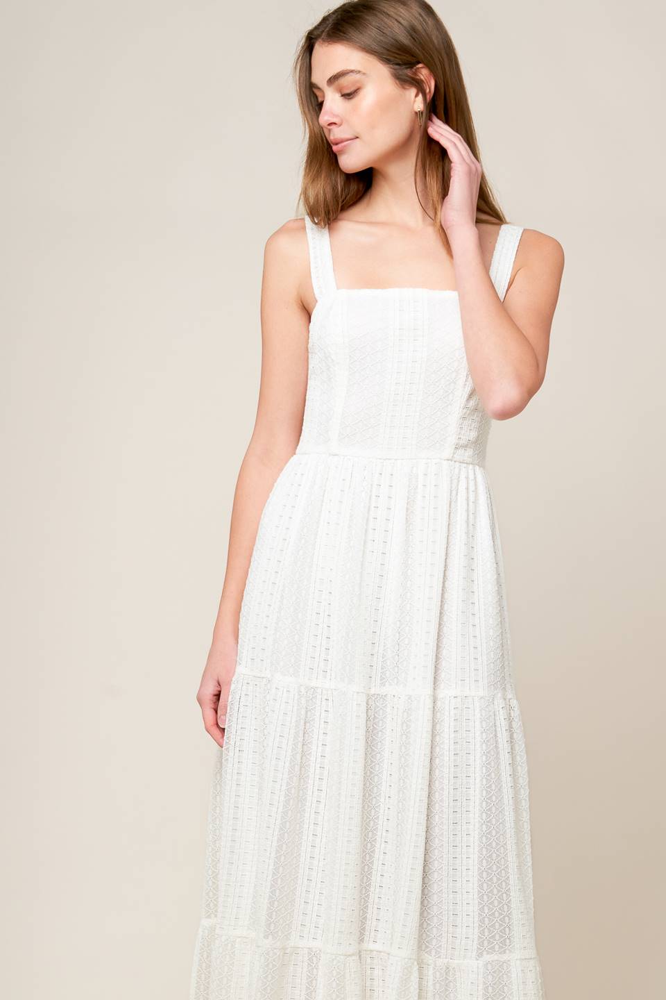 Elegant White Lace Maxi Dress for Women | AFTER THE RAIN | Perfect for Weddings, Parties & Summer Vacations
