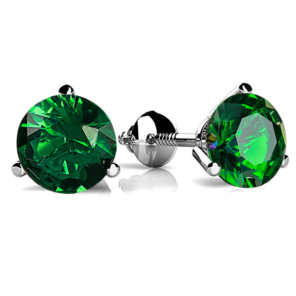 3 Prong Martini Screw Back Round Diamond 925 Sterling Silver Stud Earrings for Women & Teens – Hypoallergenic 6/7/8mm – Valentine's Day, Engagement & Jewelry Gifts – Perfect for Parties, Weddings & Everyday Wear