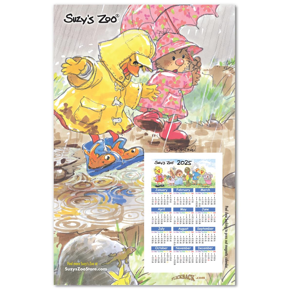 Suzy's Zoo 2025 Refrigerator Magnet Calendar with Backer - Cute Animal Themed Monthly Planner for Kitchen, Office & Home Organization
