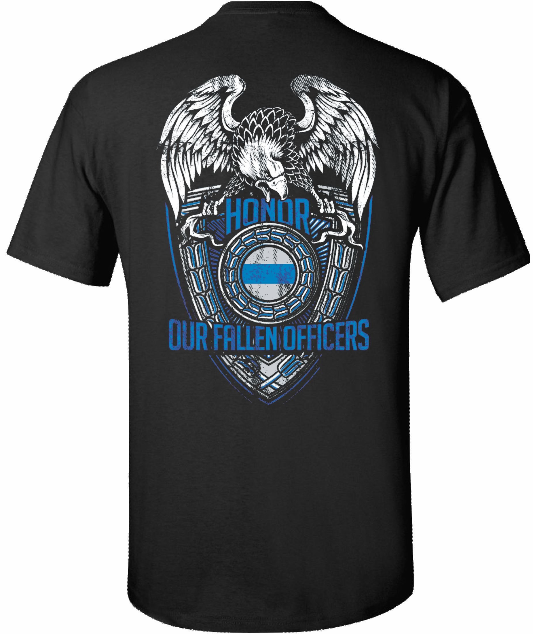 Patriot Apparel Honor Our Fallen Officers Police T-Shirt - Premium Cotton Memorial Shirt for Law Enforcement Support - Perfect for Police Week, Memorial Day & Back the Blue Events