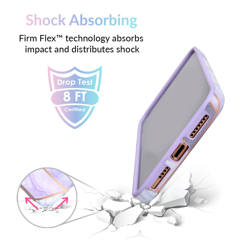 Stylish Purple Geometric Marble iPhone Case - Durable Protective Cover for iPhone 13/14/15 Pro Max - Trendy Aesthetic Phone Case for Women & Men - Perfect for Daily Use, Travel & Gift Giving