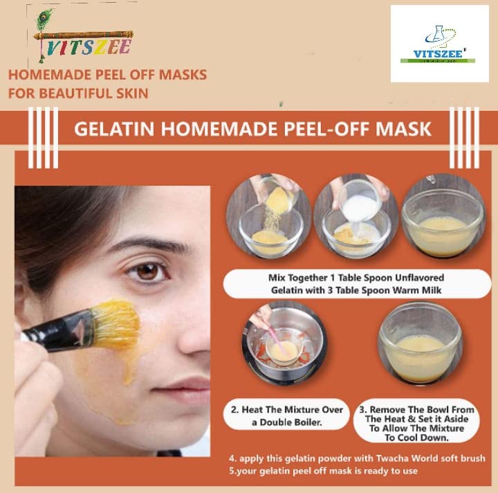 VITSZEE Gelatin Powder for DIY Face Mask, Hair Removal & Peel Off Mask - Multipurpose Beauty & Skincare (25g) - Perfect for Homemade Spa Treatments & Skincare Routines