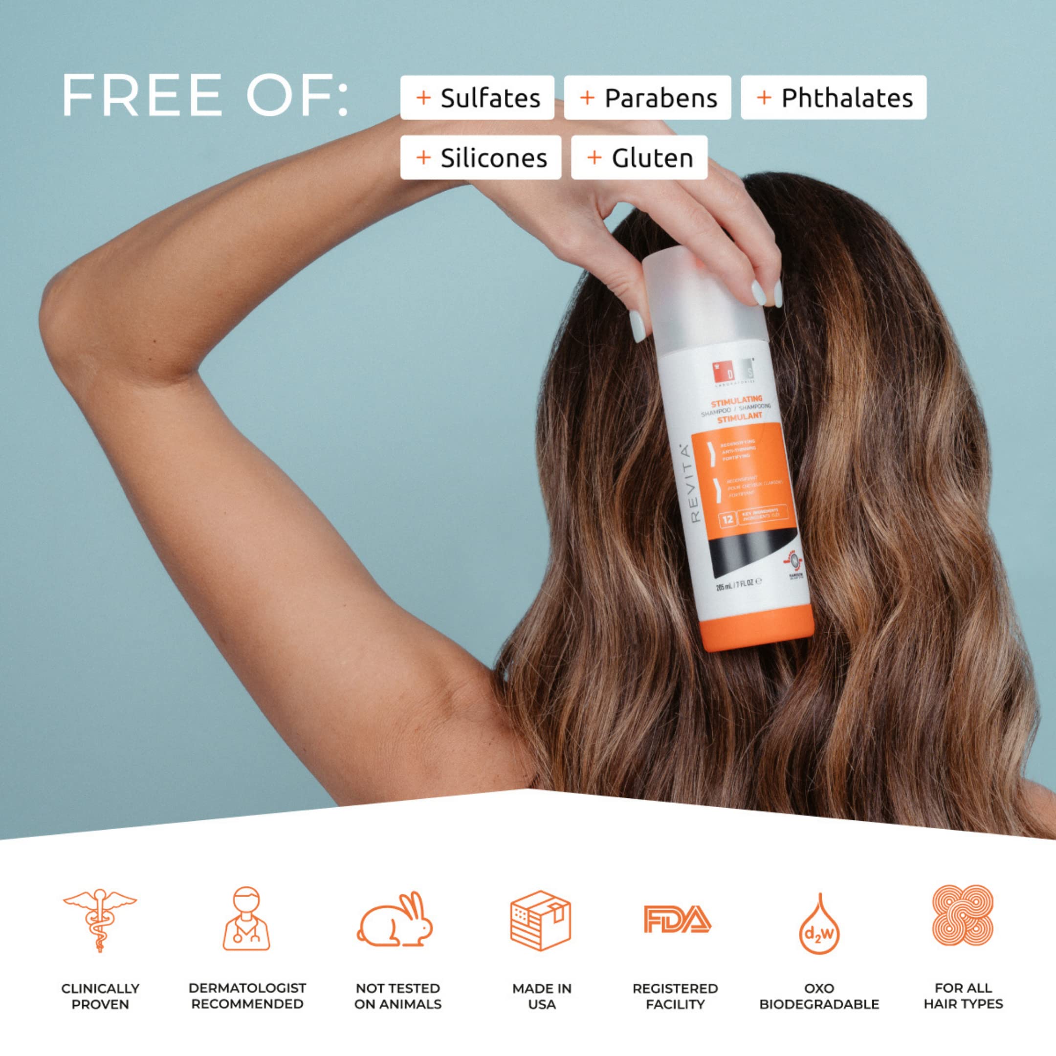DS Labs Revita Shampoo & Conditioner Set with Spectral.F7 Hair Serum - Hair Thickening & Growth Treatment for Men & Women | Anti-Hair Loss & Regrowth Solution for Thinning Hair | Perfect for Daily Hair Care & Scalp Nourishment