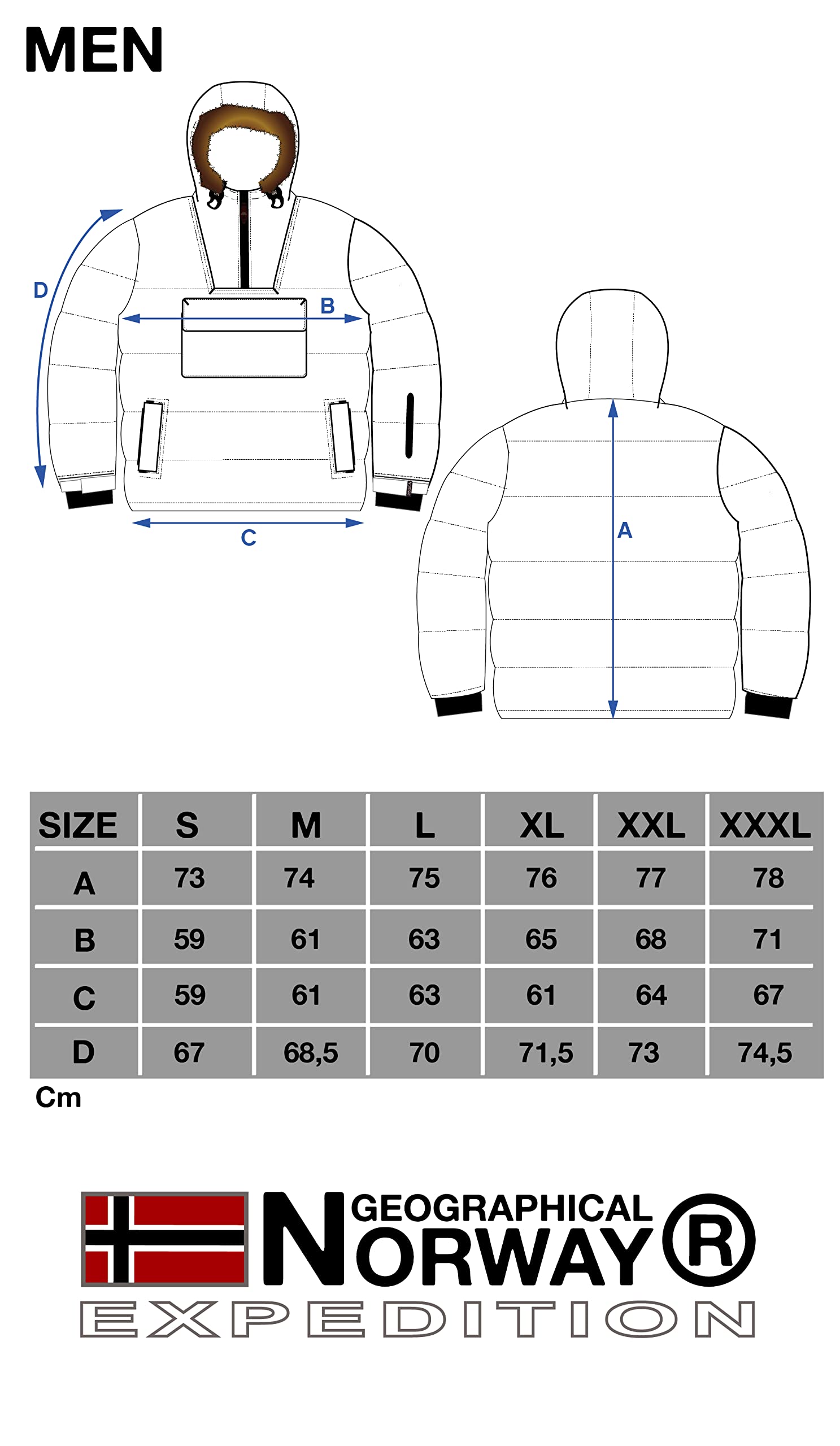 Geographical Norway Bilboquet Men's Waterproof Winter Parka with Furry Hood - Windproof Warm Coat for Autumn & Winter - Perfect for Outdoor Activities, Hiking, and Snow Adventures