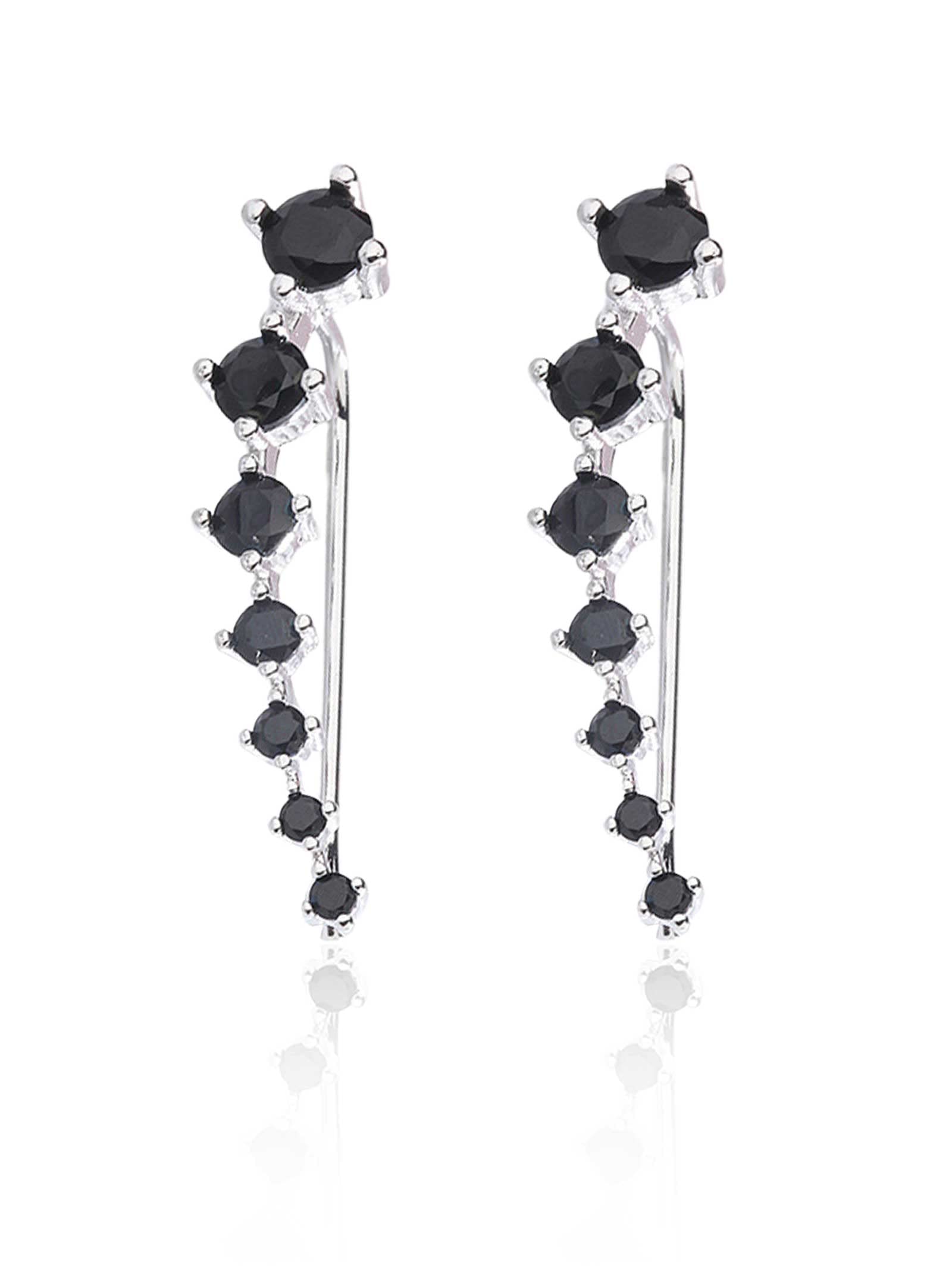 Shiny Black Stud Earrings for Women & Teen Girls - Non-Piercing Hoop Ear Cuffs | Perfect for Parties, Weddings & Everyday Fashion Accessories
