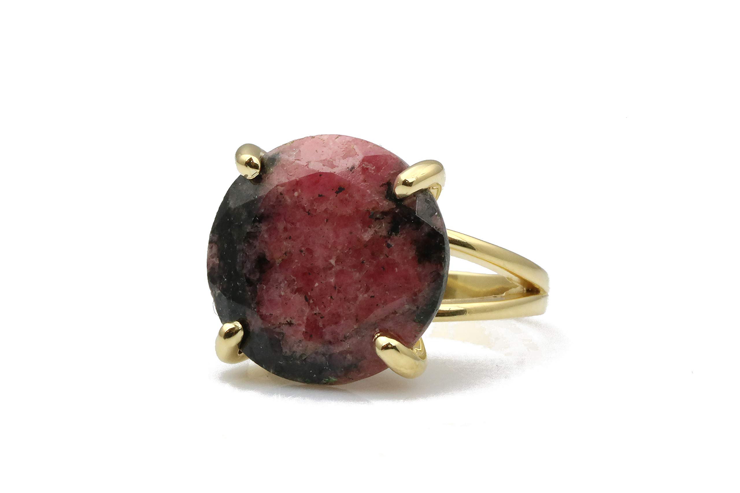 Exquisite 14k Gold-Filled Round Rhodonite Ring for Women | AA Quality Fine Jewelry | Elegant Gift for Birthday, Anniversary & Everyday Wear | Comes with Jewelry Box | Perfect for Date Nights, Office Wear & Special Occasions