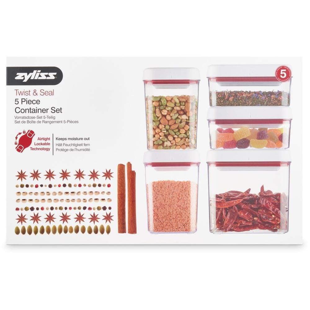 Zyliss E981061 Twist & Seal Airtight Food Storage Container Set - BPA-Free Plastic Kitchen Organizer for Dry Food, Snacks, Cereal, Flour & Spices | Perfect for Pantry, Fridge & Meal Prep