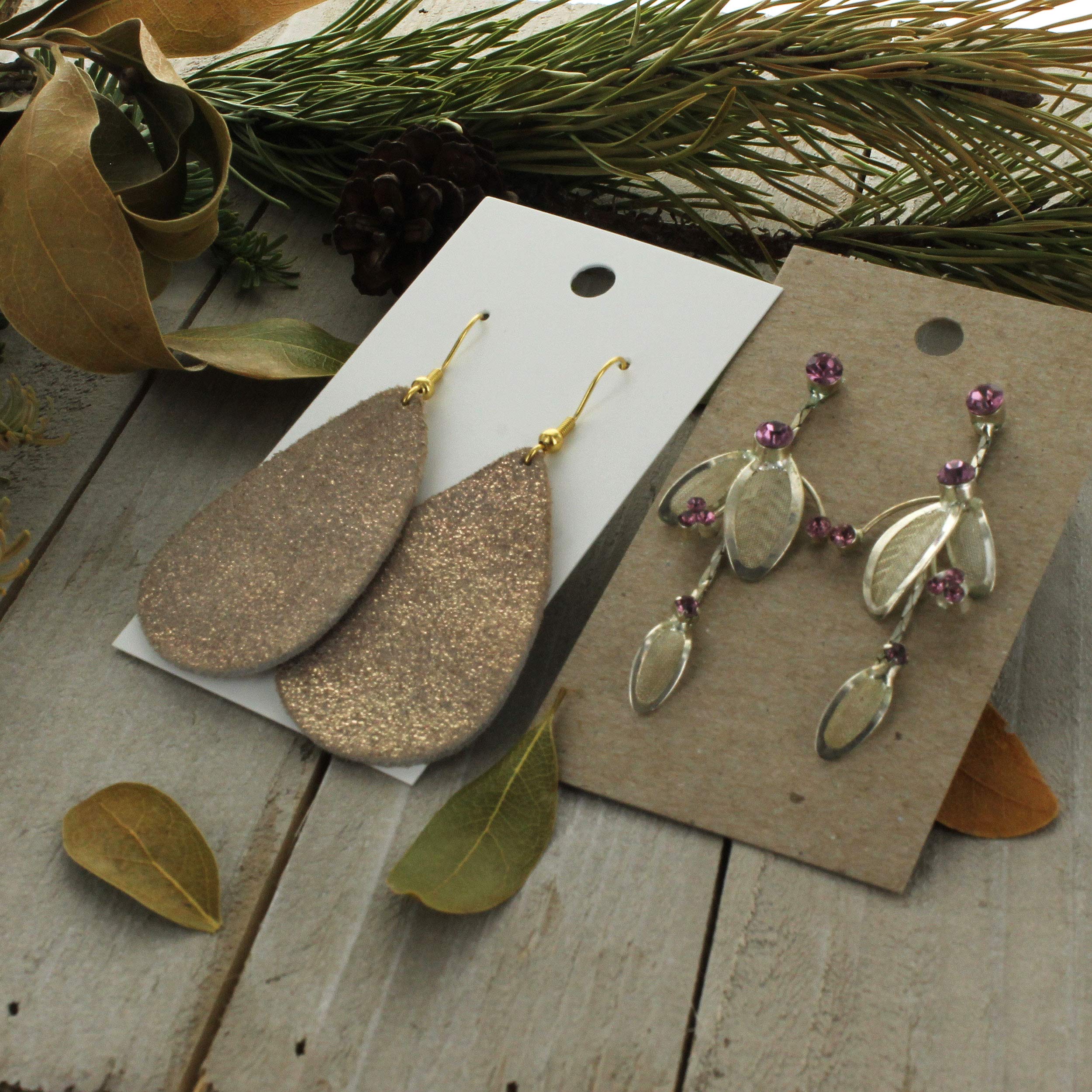 HBC White Earring Display Cards - 50 Pack for Jewelry Showcase, Retail Store & Craft Fair Displays