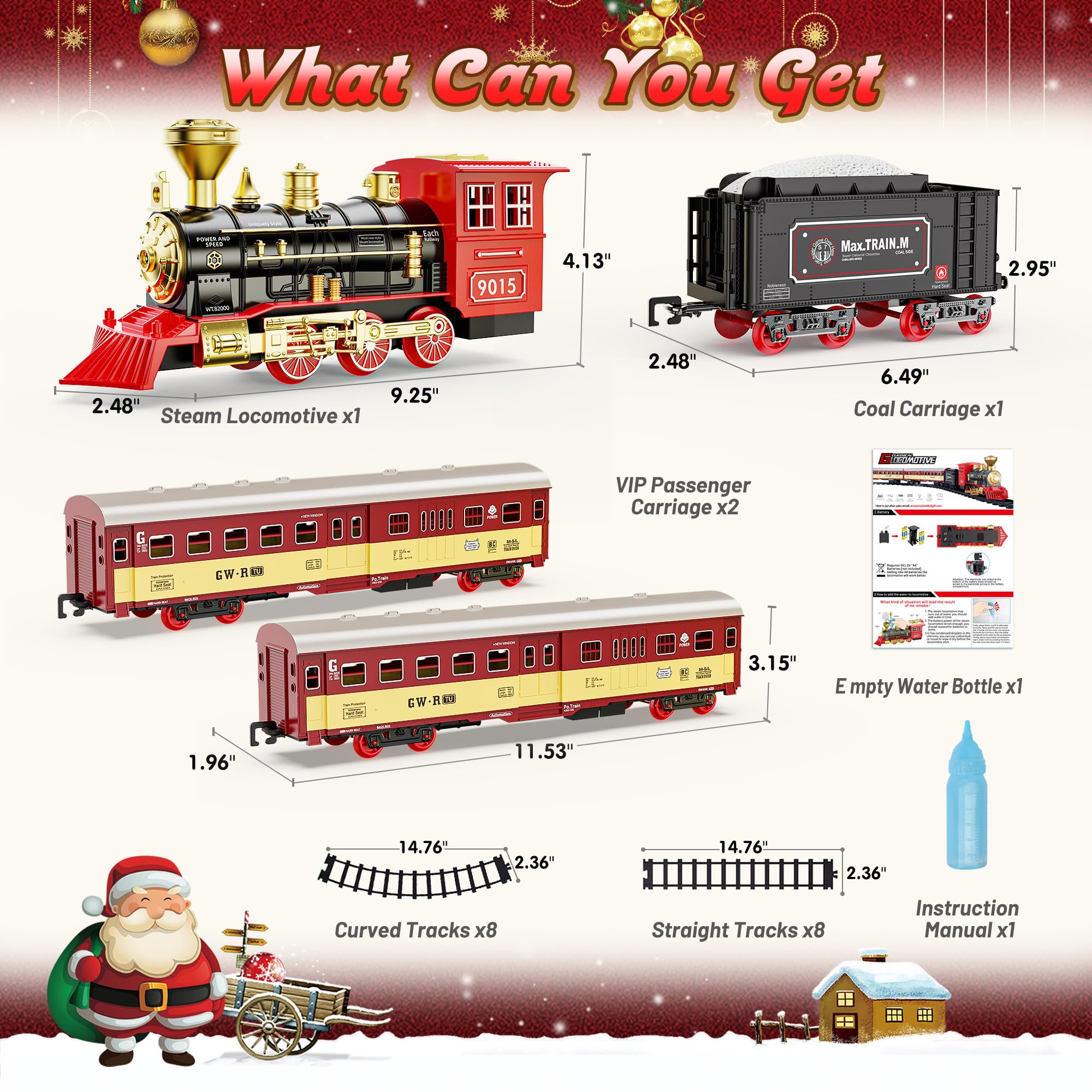Hot Bee Christmas Train Set for Toddlers 2-4 Years - Electric Steam Locomotive Toy with Lights, Sounds & Spray - Easy Setup Holiday Train for Around Christmas Tree - Perfect Gift for Kids Ages 4-8 (Great for Holiday Decorations & Family Playtime)
