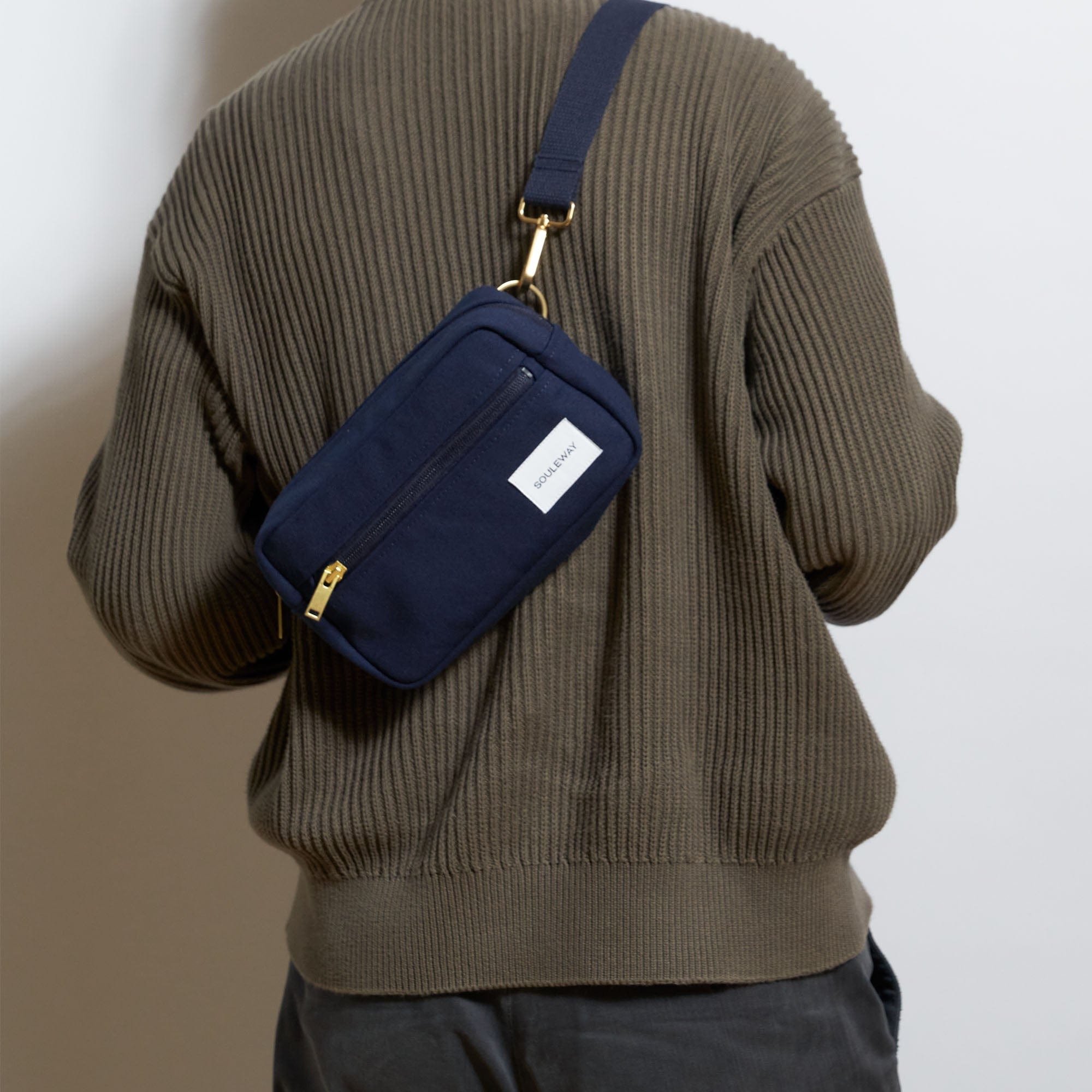 Natural Cotton Canvas Hip Bag for Men & Women - Navy Blue Waist Pouch - Perfect for Travel, Hiking, Running & Everyday Use