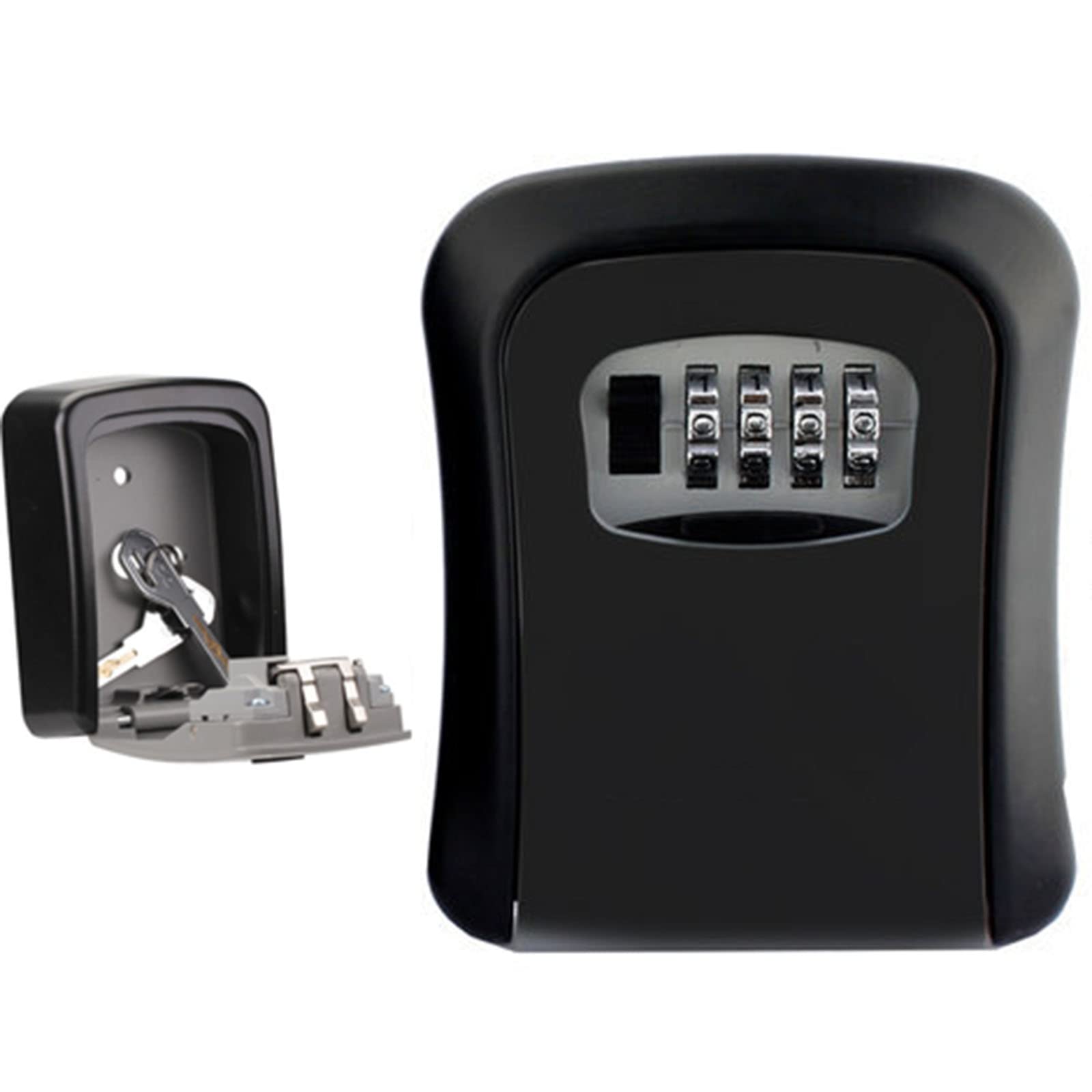 4 Digit Combination Key Lock Box - Waterproof Wall Mounted Key Safe with Resettable Password, 5 Keys Capacity for Indoor & Outdoor Use - Perfect for Home, Vacation Rental, Airbnb and Real Estate Access Control (Black)