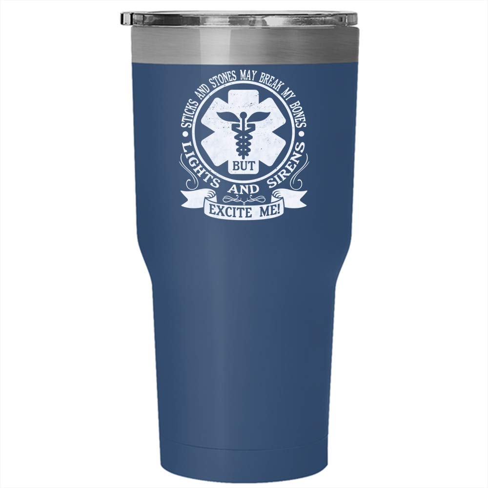 30 oz Stainless Steel Insulated Tumbler with Lights & Sirens Design - Perfect Nurse Gift, Travel Mug & Outdoor Drinkware (Blue) - Great for Hospitals, Camping & Daily Commute