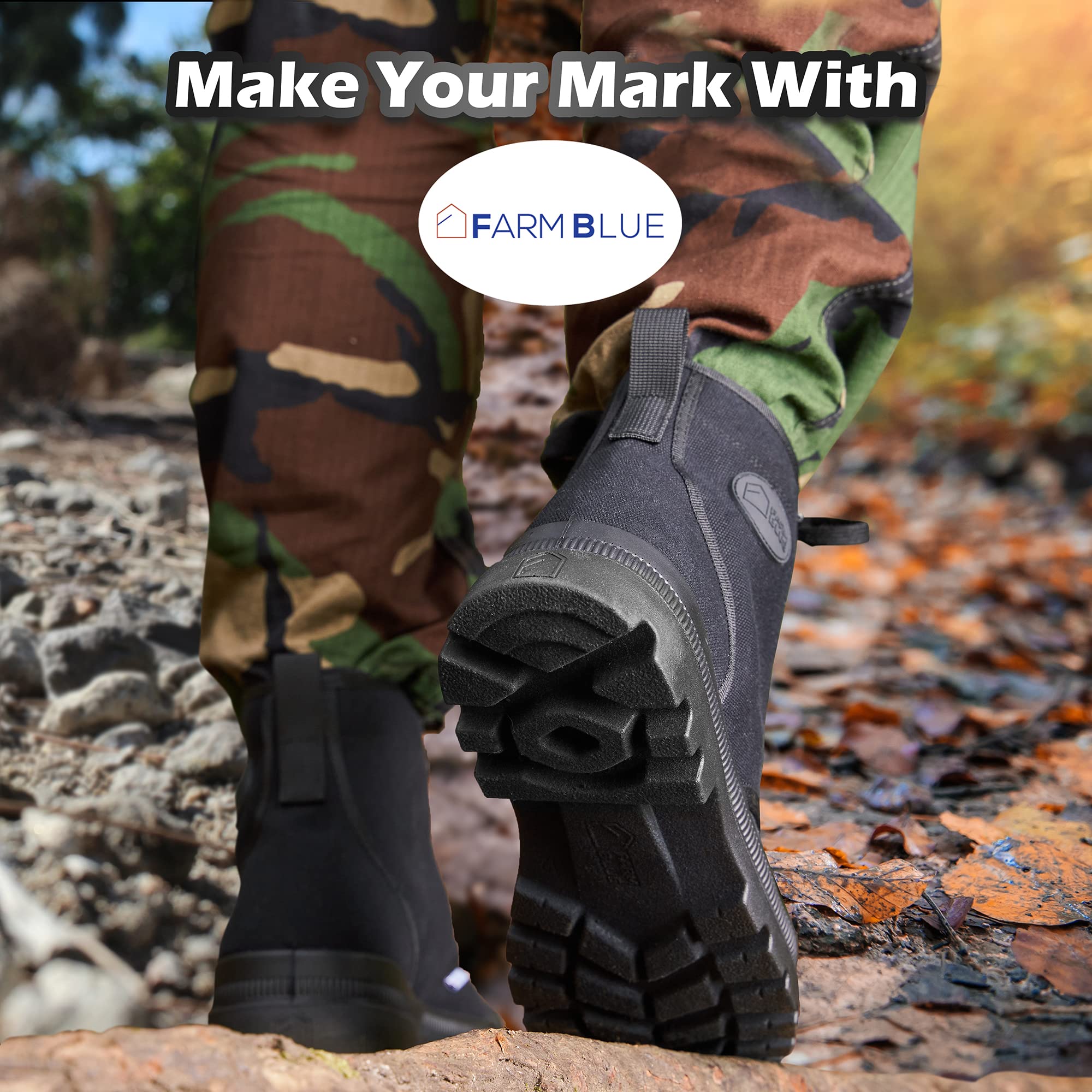 Farm Blue Men's Ranger Boots - Waterproof High Top Hiking Shoes for Men with Orthotic Support - Durable Canvas Tactical Boots for Outdoor, Work & Casual Wear - Perfect for Hiking, Construction & Everyday Use