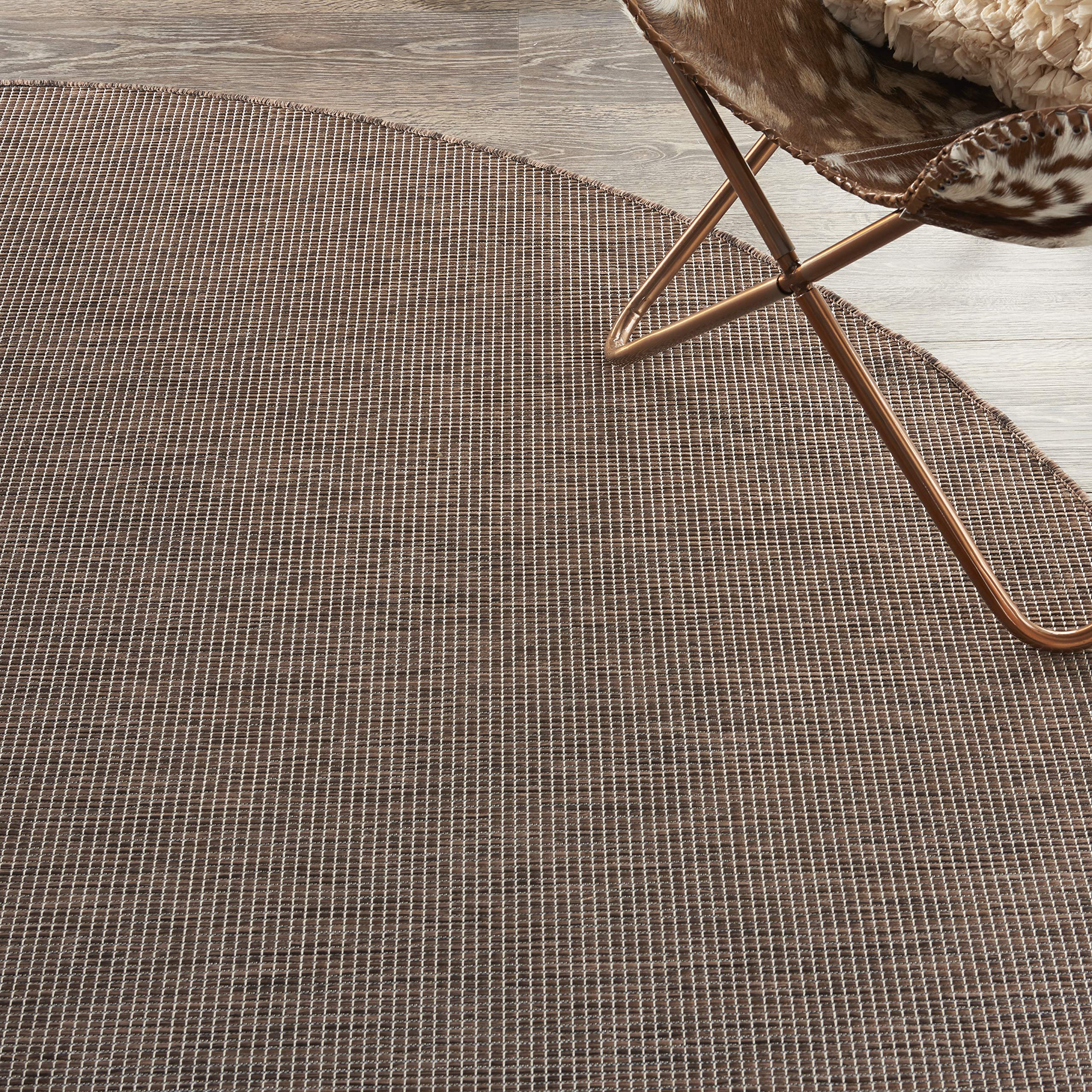 Nourison Positano 8' Round Indoor/Outdoor Area Rug - Natural Fiber, Easy to Clean, Non-Shedding for Bedroom, Living Room, Dining Room | Perfect for Backyard, Deck & Patio Use