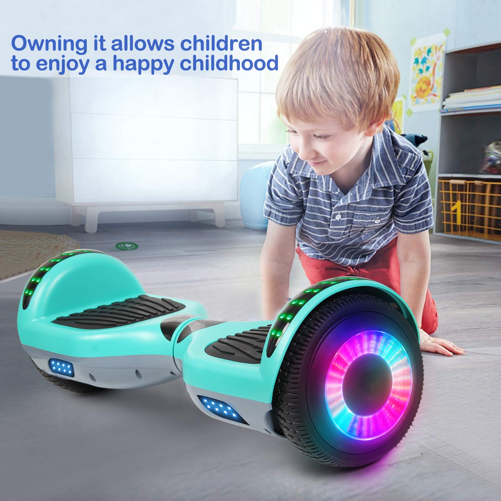 SISIGAD A12 Bluetooth Hoverboard with LED Lights - Self Balancing Scooter for Kids & Adults - Perfect for Commuting, Indoor & Outdoor Fun