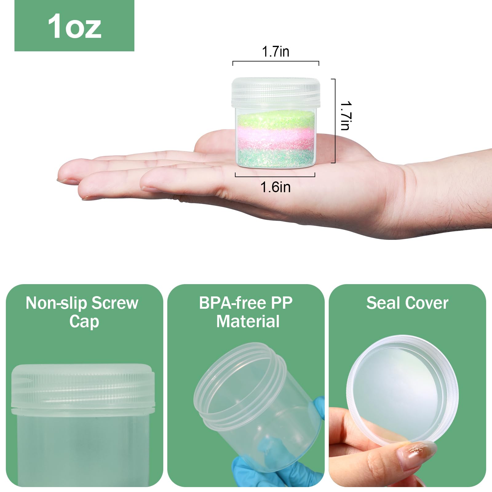 TSA Approved 1 oz Wide Mouth Travel Size Containers - 4 Pack Clear Leak Proof Plastic Jars with Secure Lids for Creams, Lotions & Cosmetics | Perfect for Toiletries, Jewelry Beads, Samples & Small Items Storage | Ideal for Air Travel, Gym Bags & Home Organization
