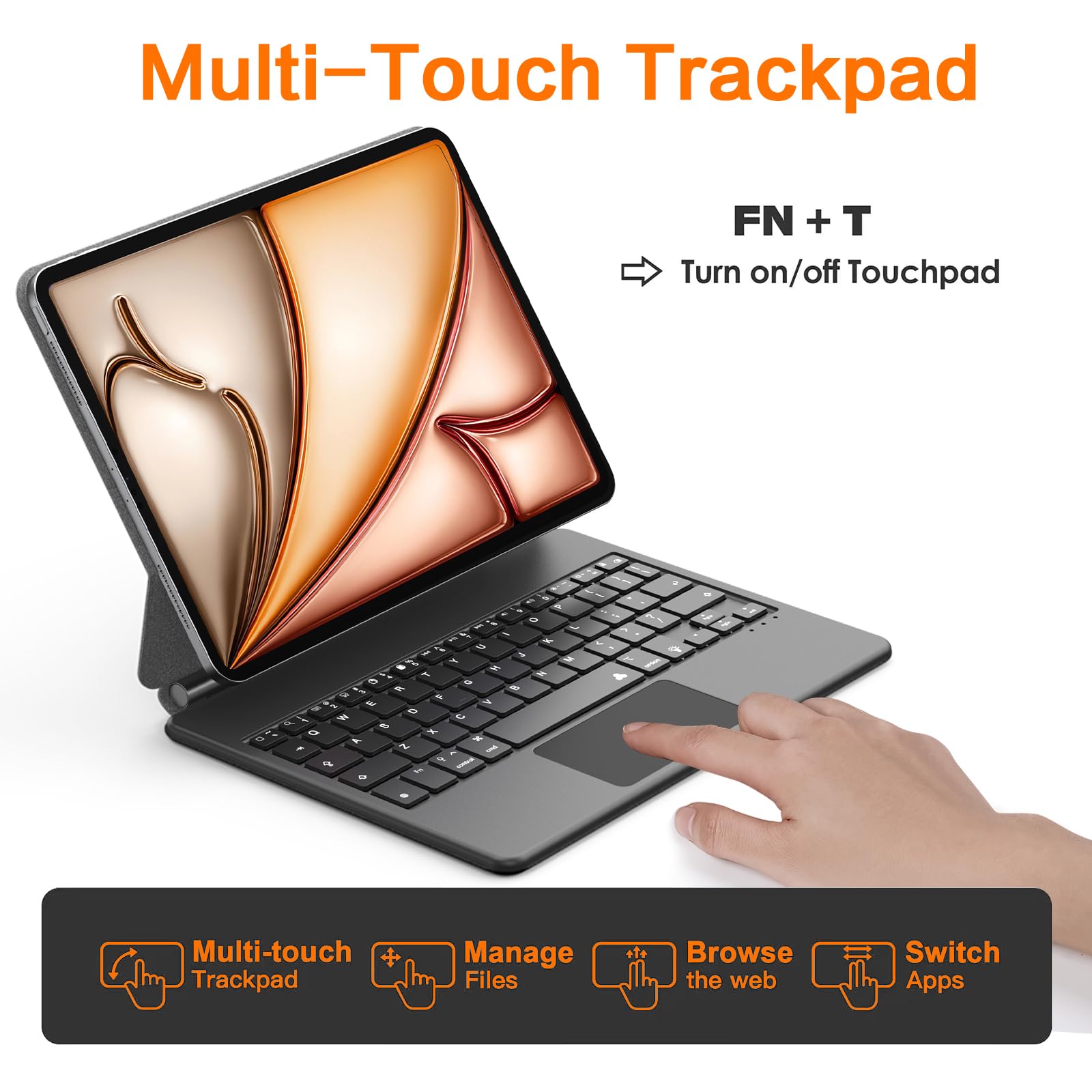iPad Air 11-inch 2025 Keyboard Case | Magic Keyboard Compatible with iPad Pro 11-inch (1st-4th Gen) & iPad Air (4th-6th Gen) | Backlit Multi-Touch Trackpad | Floating Magnetic Stand | Black | Perfect for Work, Study & Creative Projects