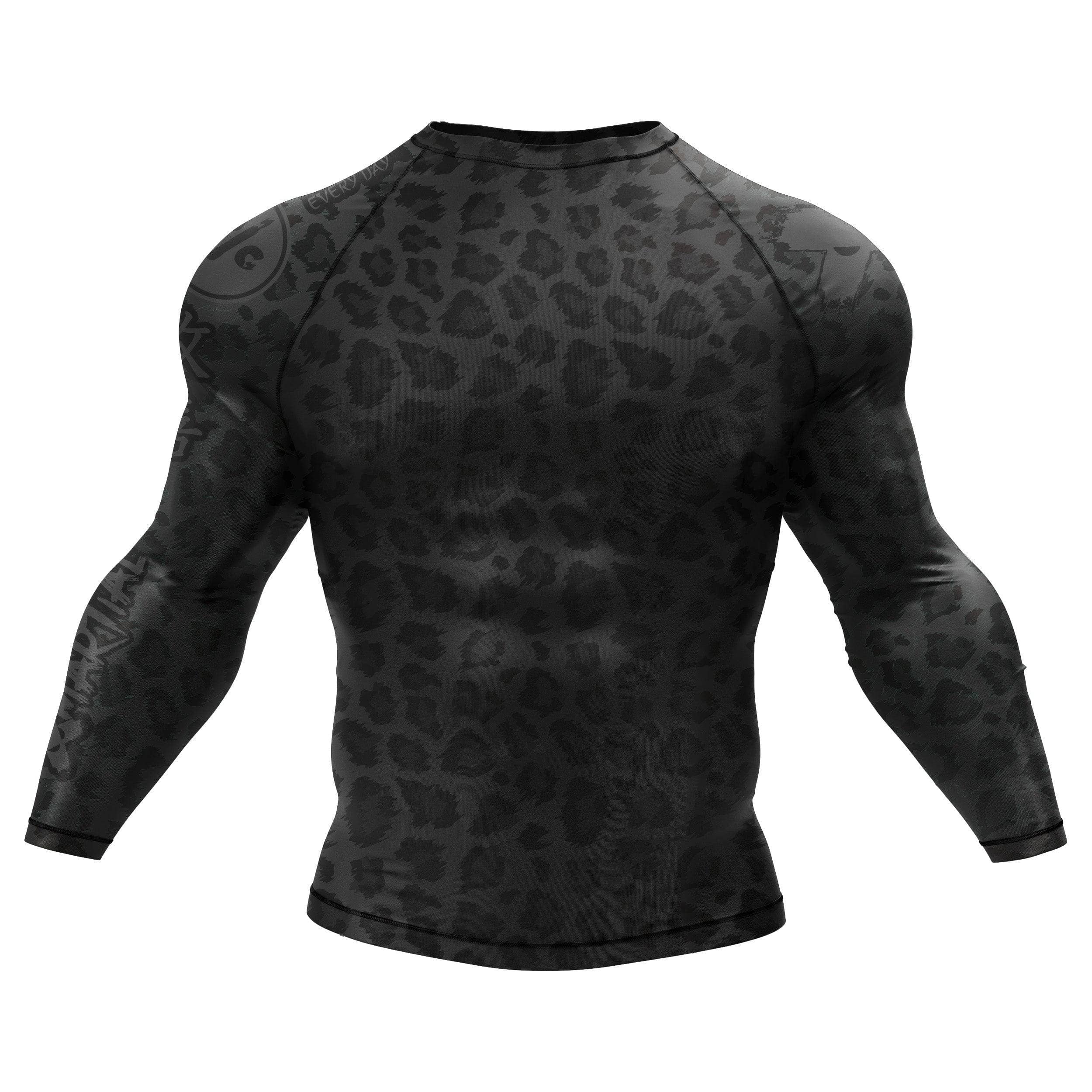 BJJ Rash Guard Black Leopard X Tech 25 Series - Compression Shirt for Brazilian Jiu Jitsu, MMA & Grappling - Moisture Wicking & UV Protection for Training & Competition