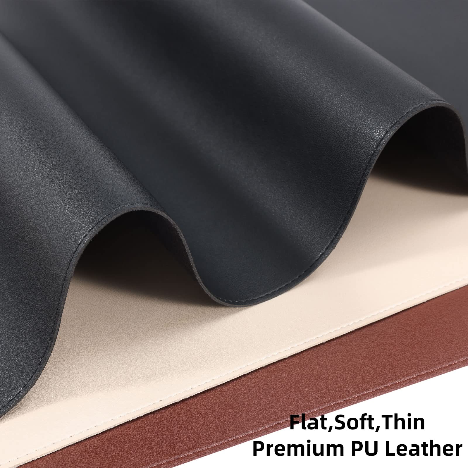36x17 Inches PU Leather Desk Pad with Non-Slip Base - Waterproof Office Desk Mat Protector & Large Mouse Pad - Black - Perfect for Home Office, Gaming Setup, and Workspace Decor