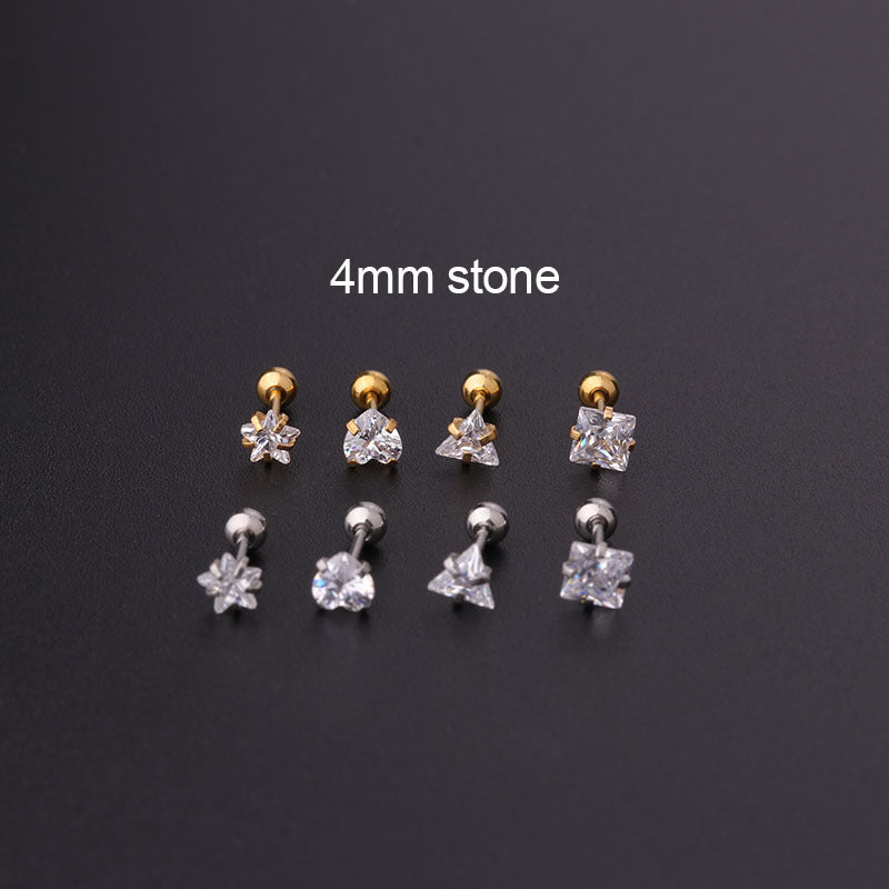 20G Cartilage Tiny Stud Earrings - Geometric Gold Earrings for Women | HSPJ358 | Perfect for Daily Wear, Parties & Gifts