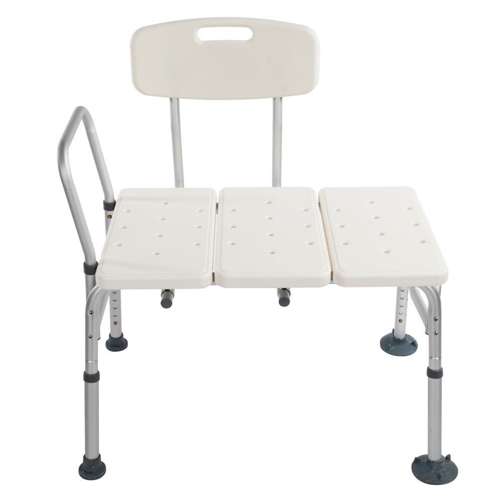 Adjustable Heavy Duty Transfer Bench for Bath & Shower Safety - Reversible Backrest Medical Shower Chair for Elderly & Disabled | Ideal for Bathroom Mobility Assistance & Post-Surgery Recovery