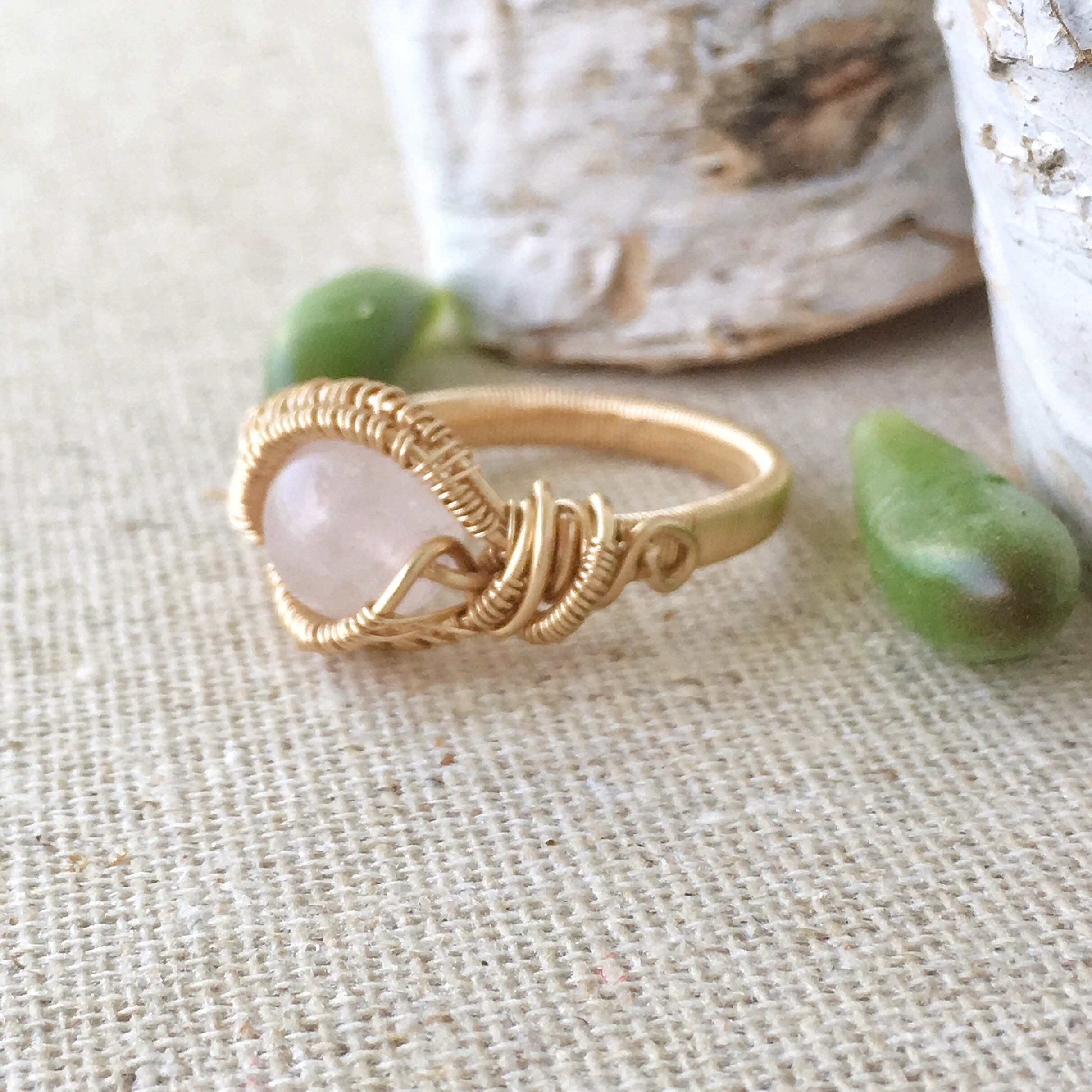 14K Gold Filled Rose Quartz Ring for Women - Elegant Stackable Dainty Jewelry Gift for Valentine's Day, Anniversary & Everyday Wear