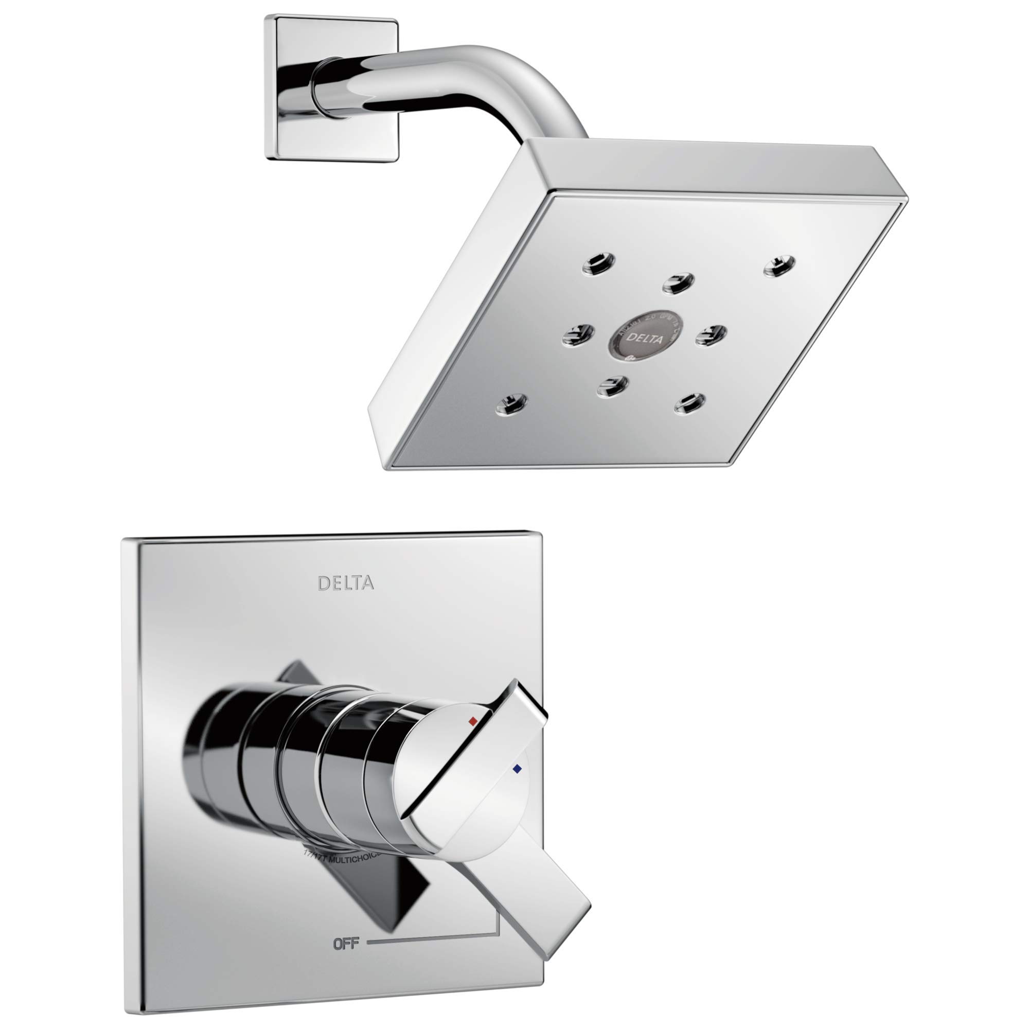 Delta Ara 17 Series Dual-Function Shower Trim Kit with H2Okinetic Shower Head - Chrome Finish T17267 - Single Spray Shower Faucet for Bathroom & Master Suite (Valve Not Included)