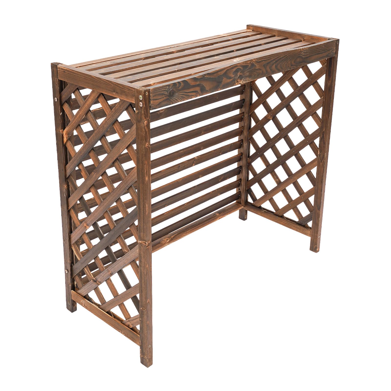 Xuthusman Solid Wood Air Conditioner Cover Fence Screen - Rustic Outdoor AC Unit Planter Box for Hiding & Privacy - Perfect for Patio, Garden, and Backyard Decoration