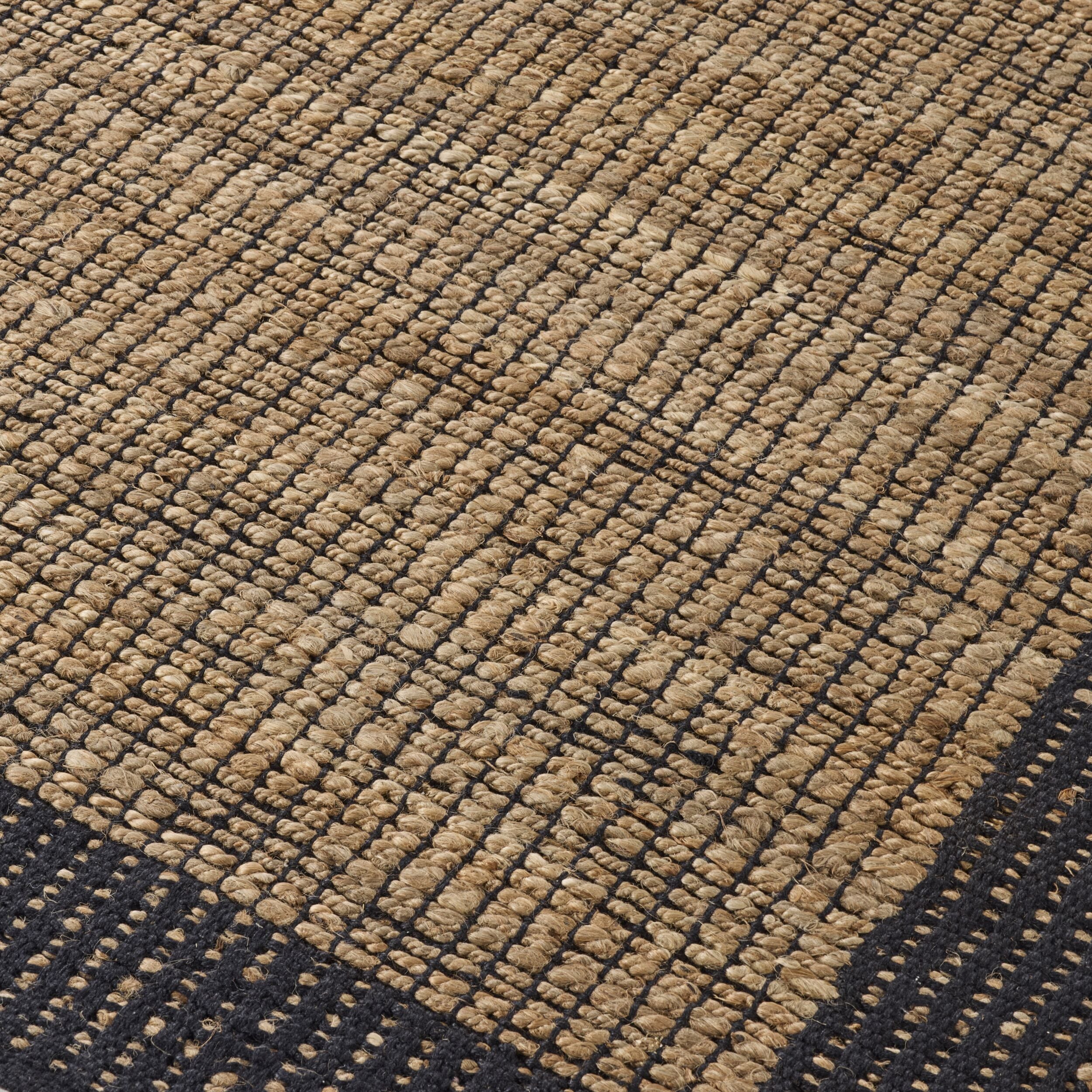 Alhambra Border Jute Rug Walnut 240x300cm - Natural Fiber Bohemian Area Rug for Living Room, Bedroom & Dining Room Decor